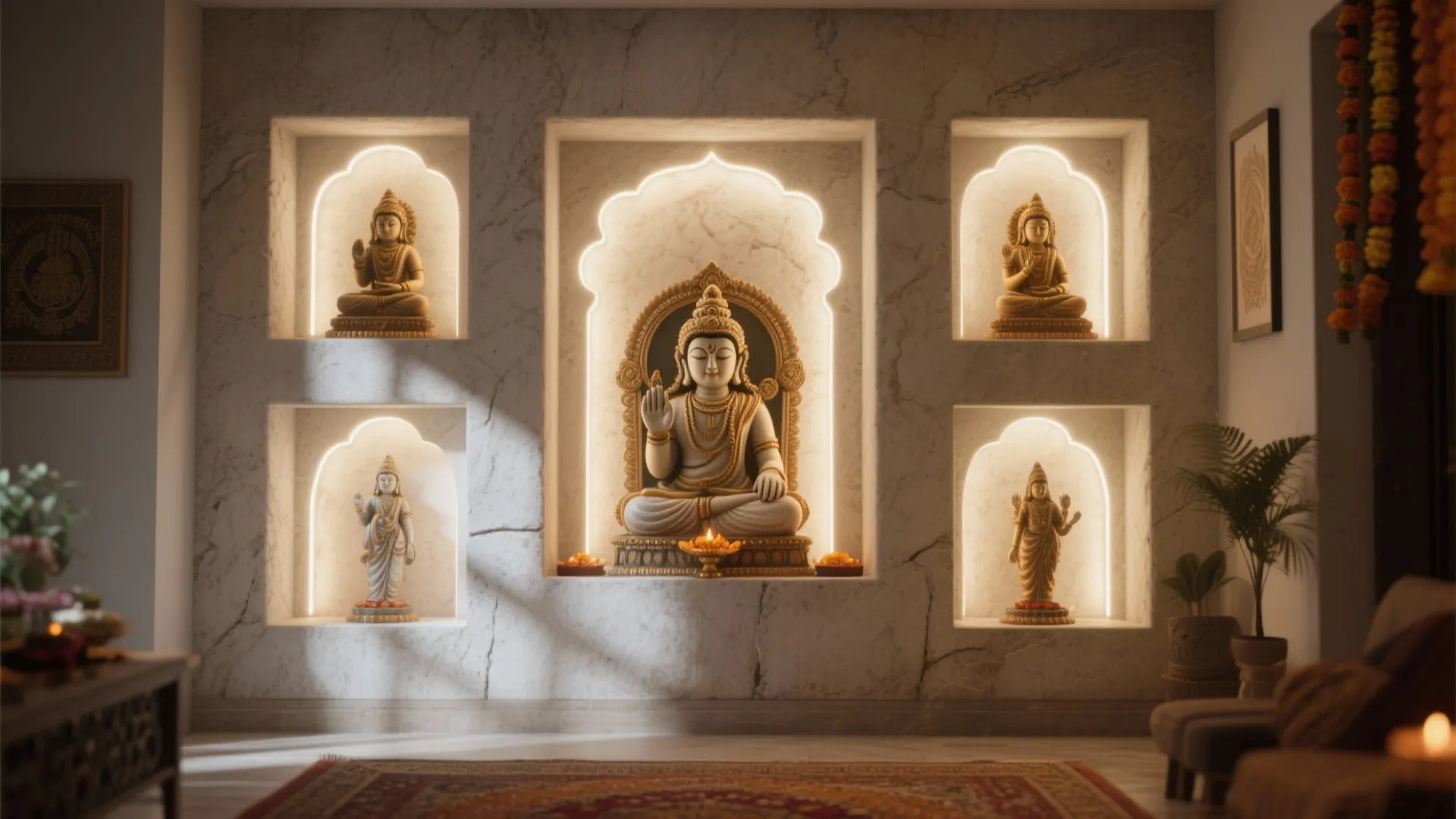 Cement Niches with LED Backlighting