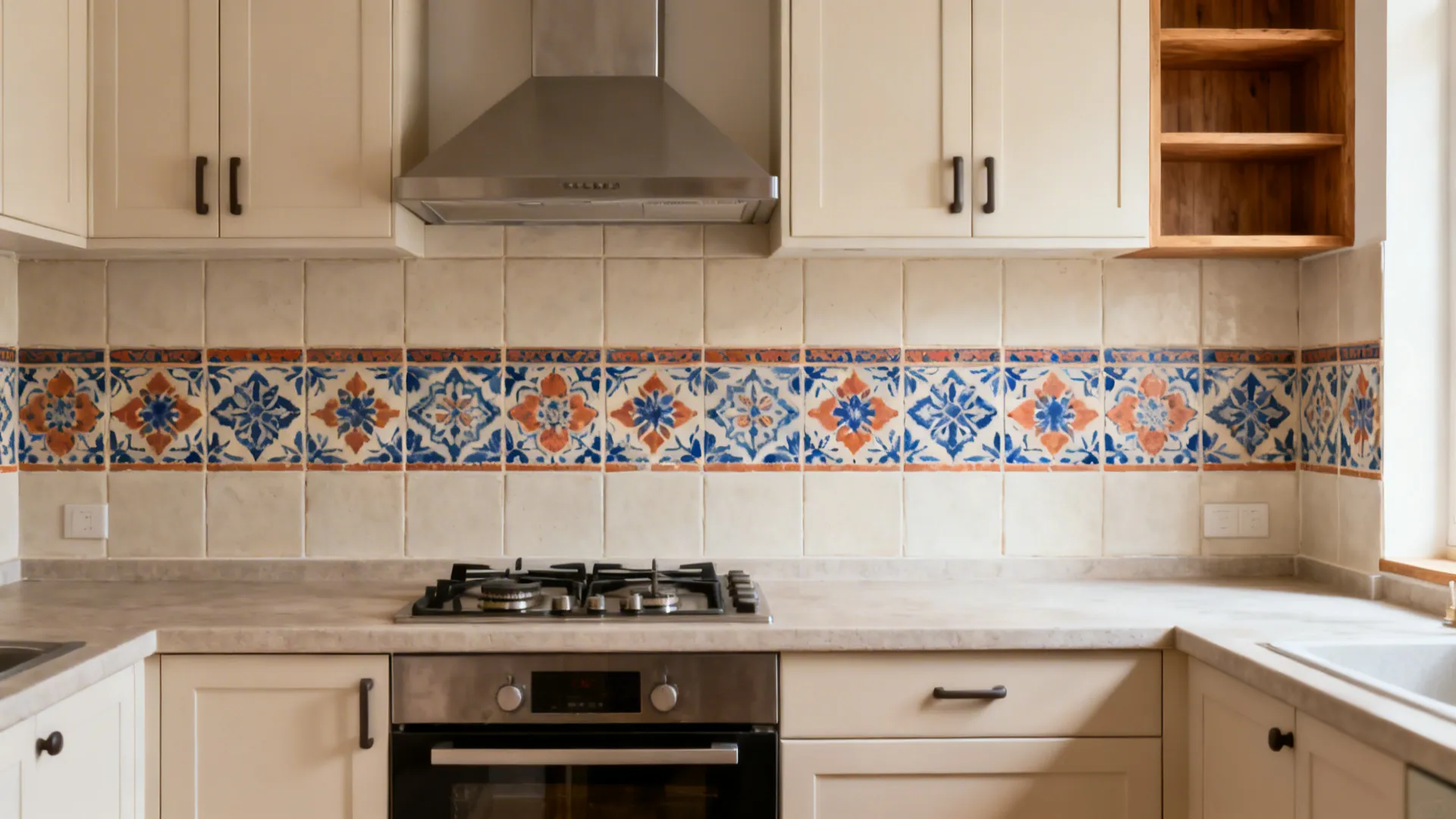Handmade-look patterned cement tiles