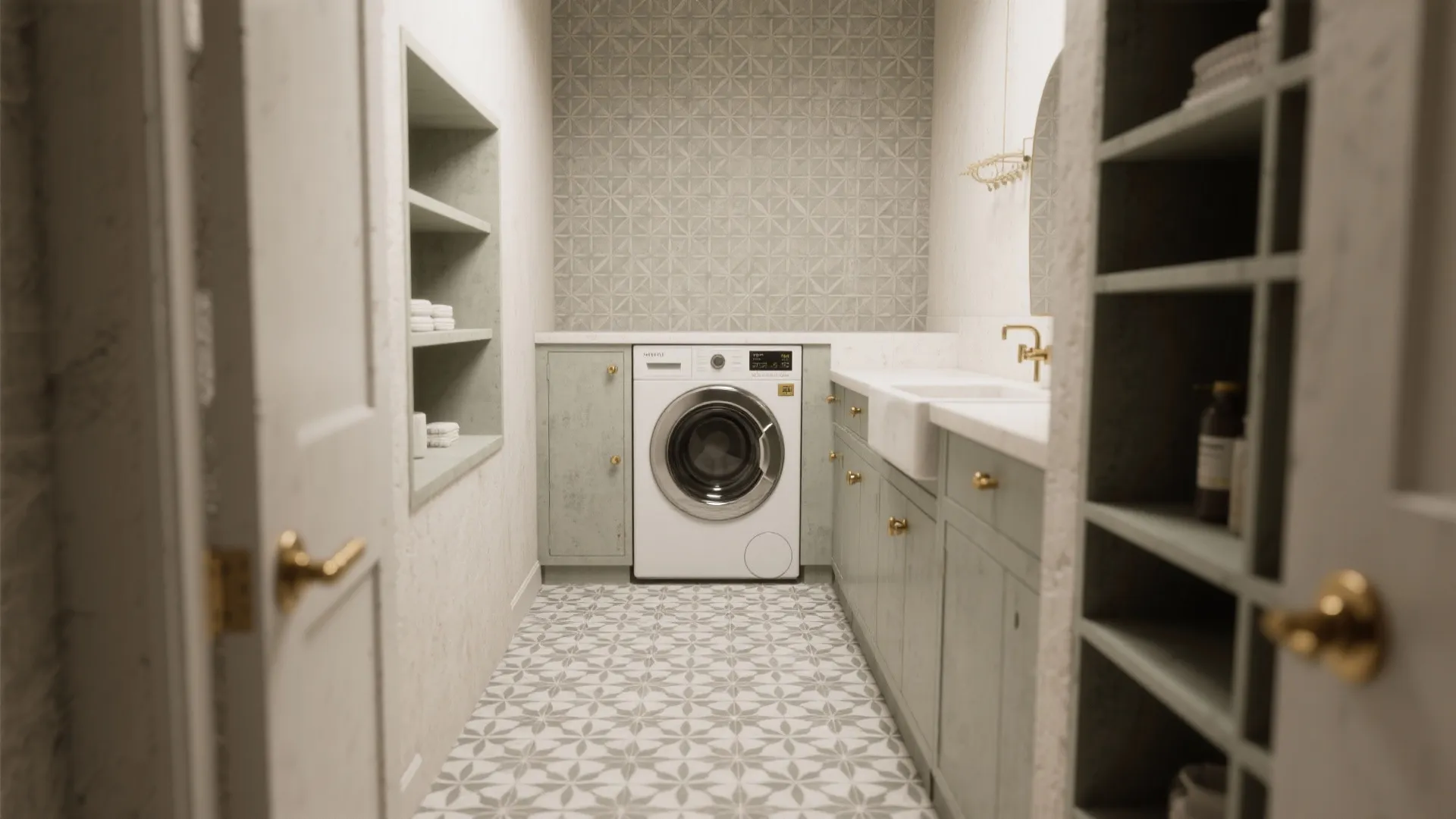 2. Patterned Cement-look Tiles