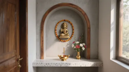 5 Pooja Room Designs with Cement for Serene Small Homes