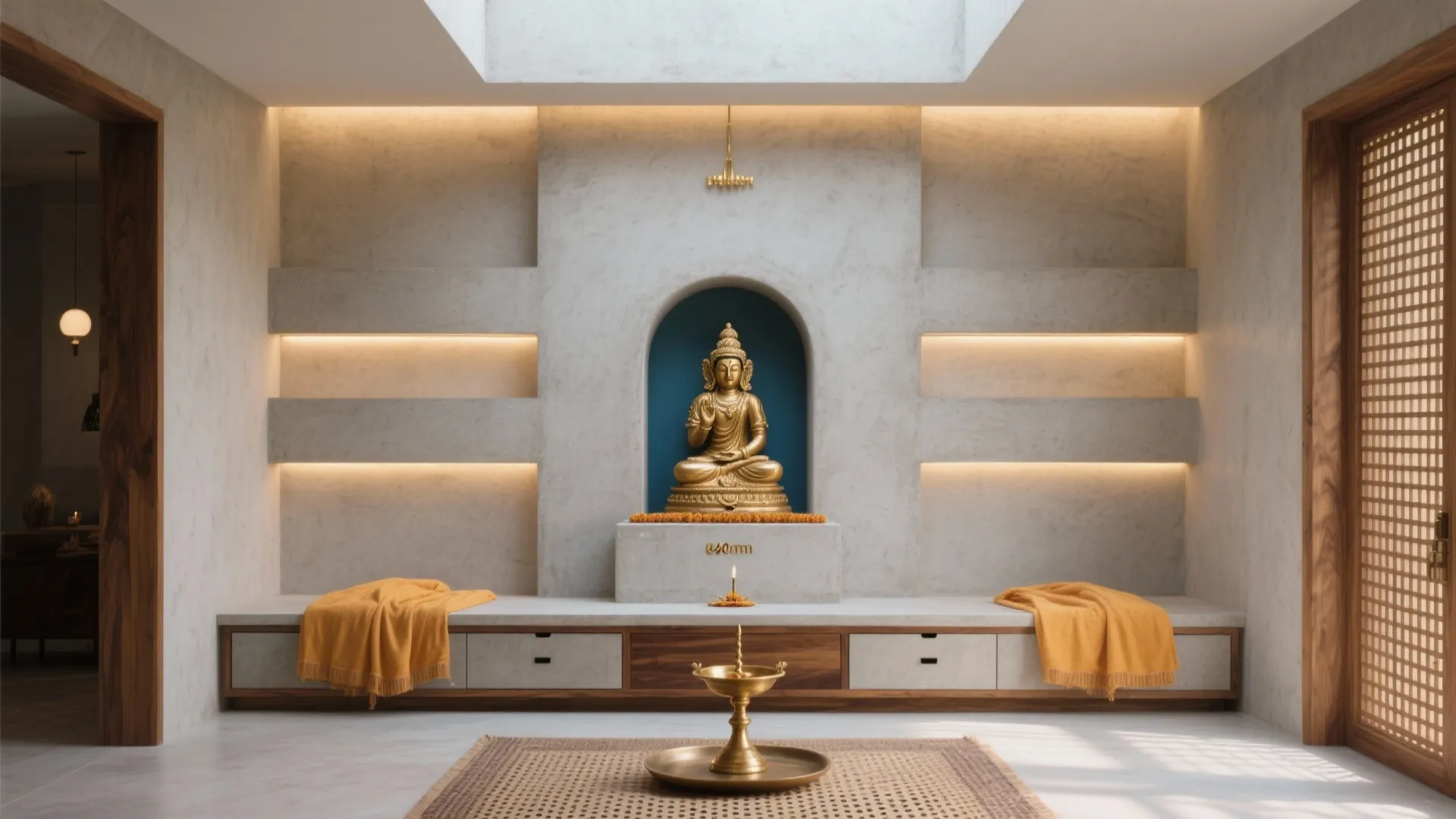 Pooja room designs with cement: Innovative cement designs for your sacred space