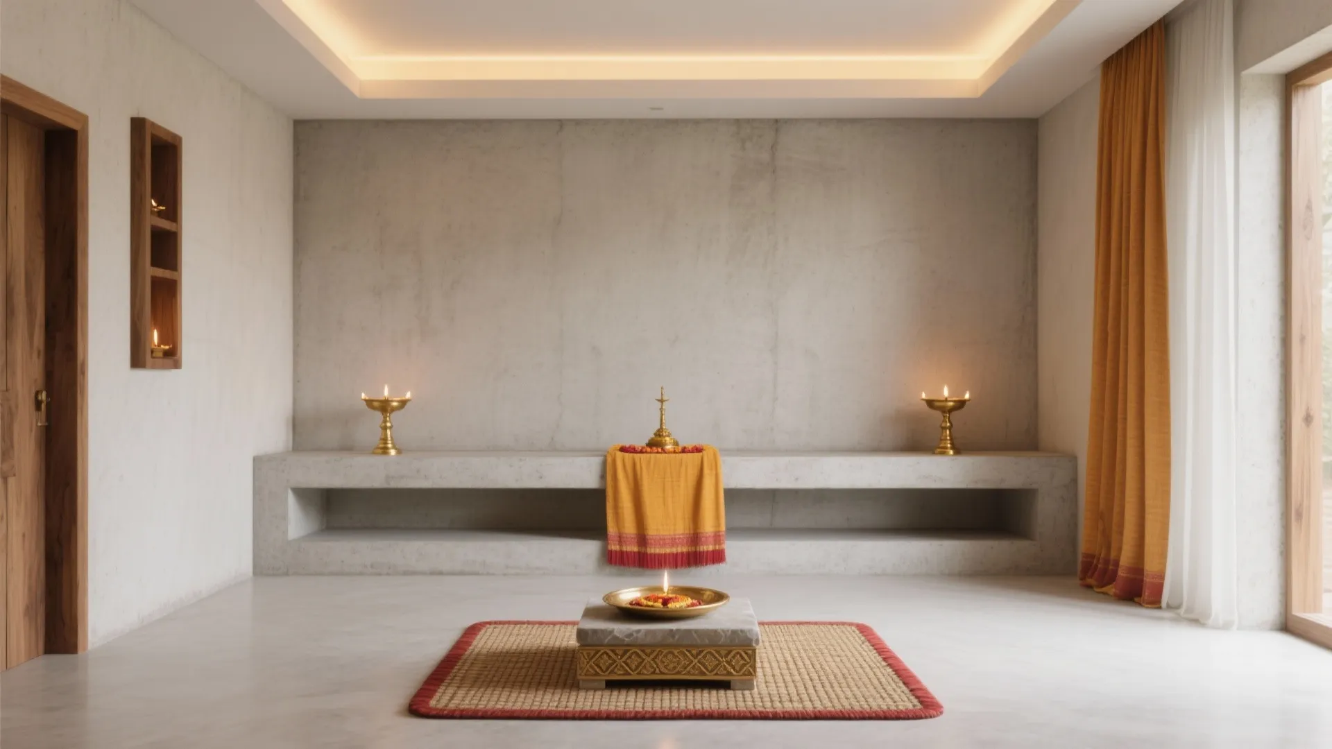 Creative Pooja Room Designs with Cement: Inspiring Ideas for a Unique Sacred Space