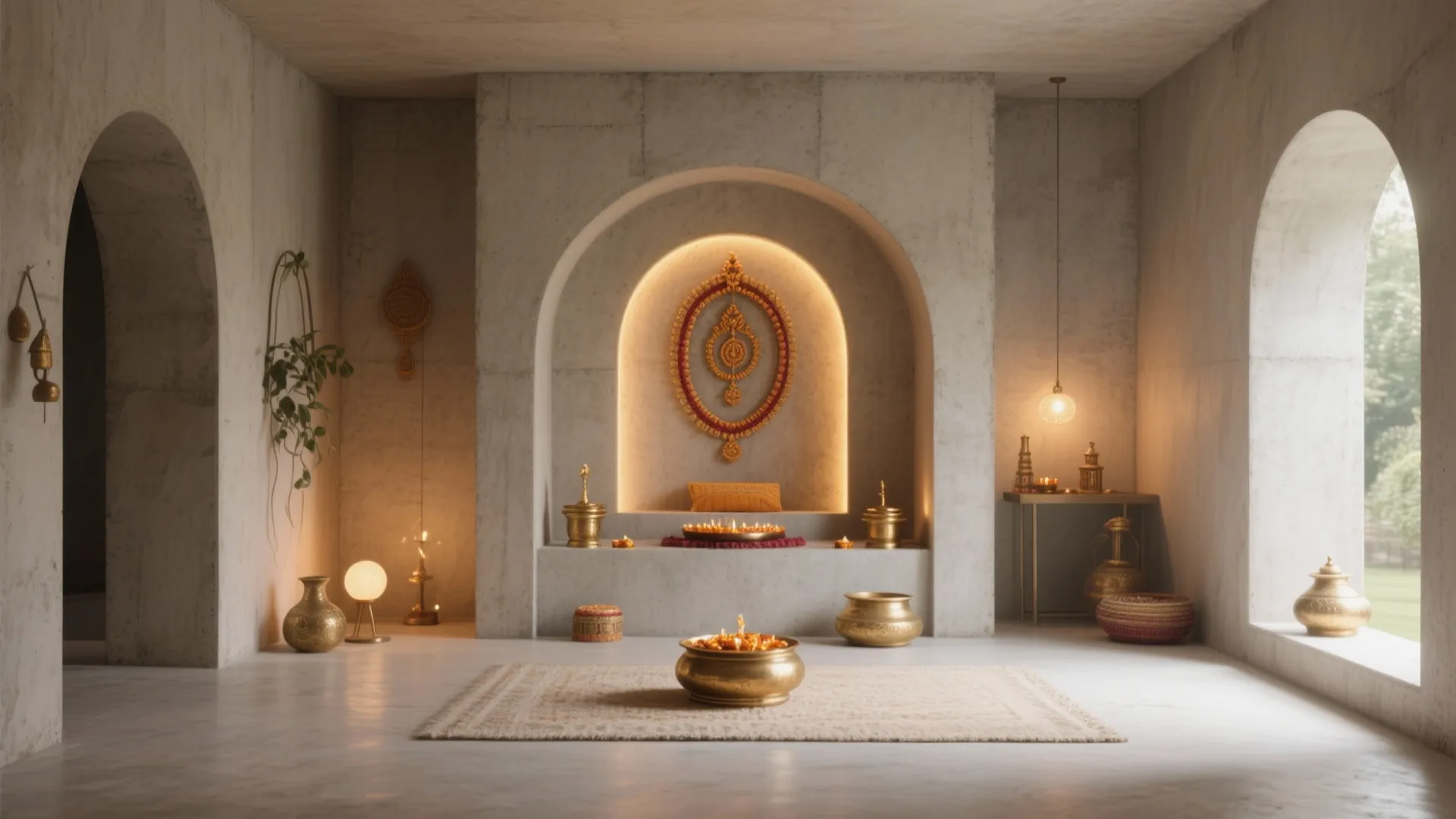 5 Puja Room Design Ideas in Cement: Creative Cement-Based Puja Room Inspirations for Modern Homes
