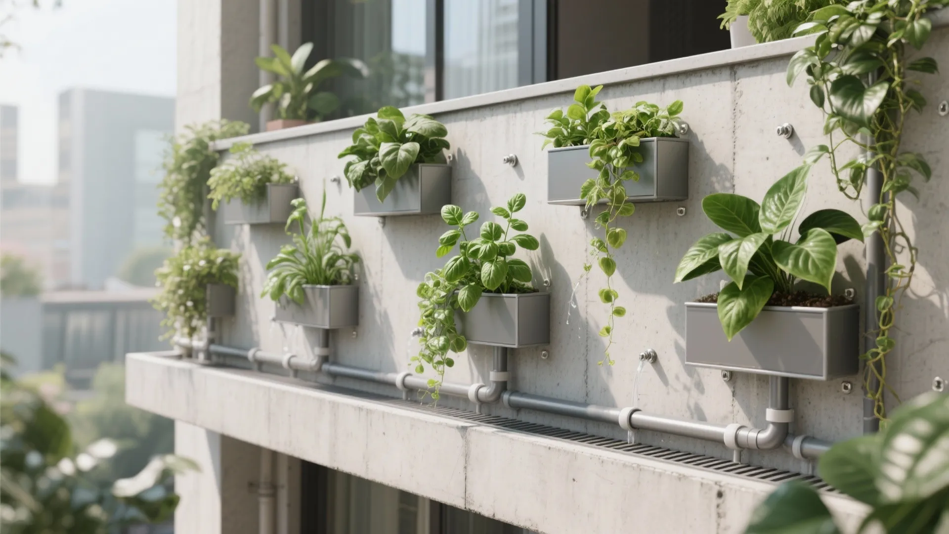 Green Wall on Cement: Planters, Anchors, and Drainage