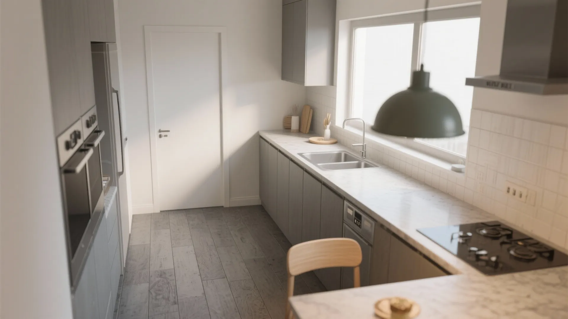 4. Cement-Look Grey Vinyl for Budget-Friendly Continuity