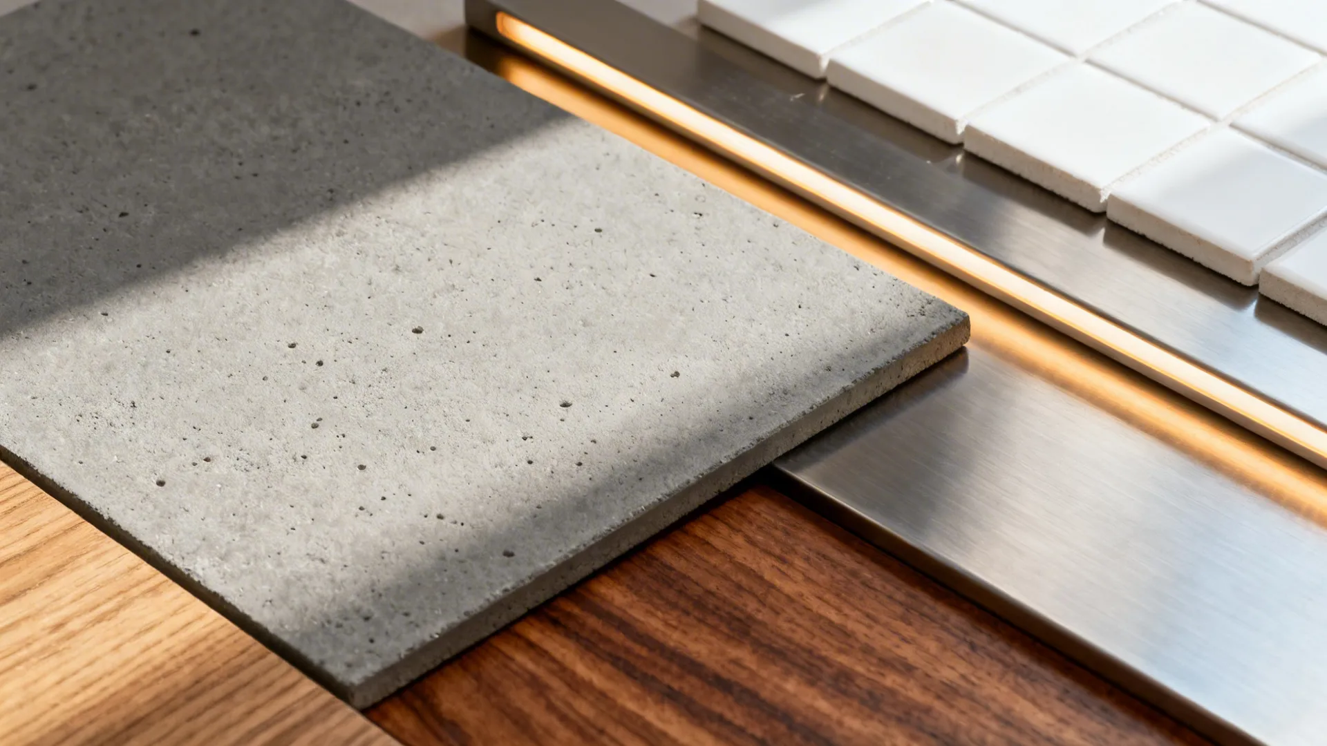 Warm modern cement + wood mix