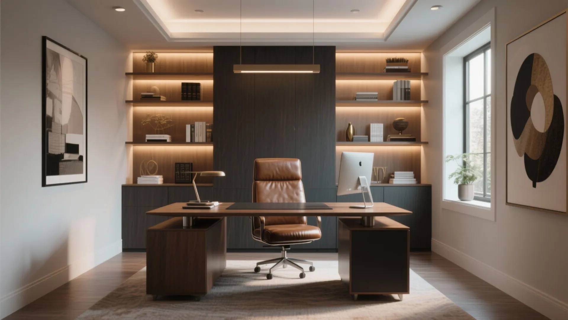 5. Centered executive desk