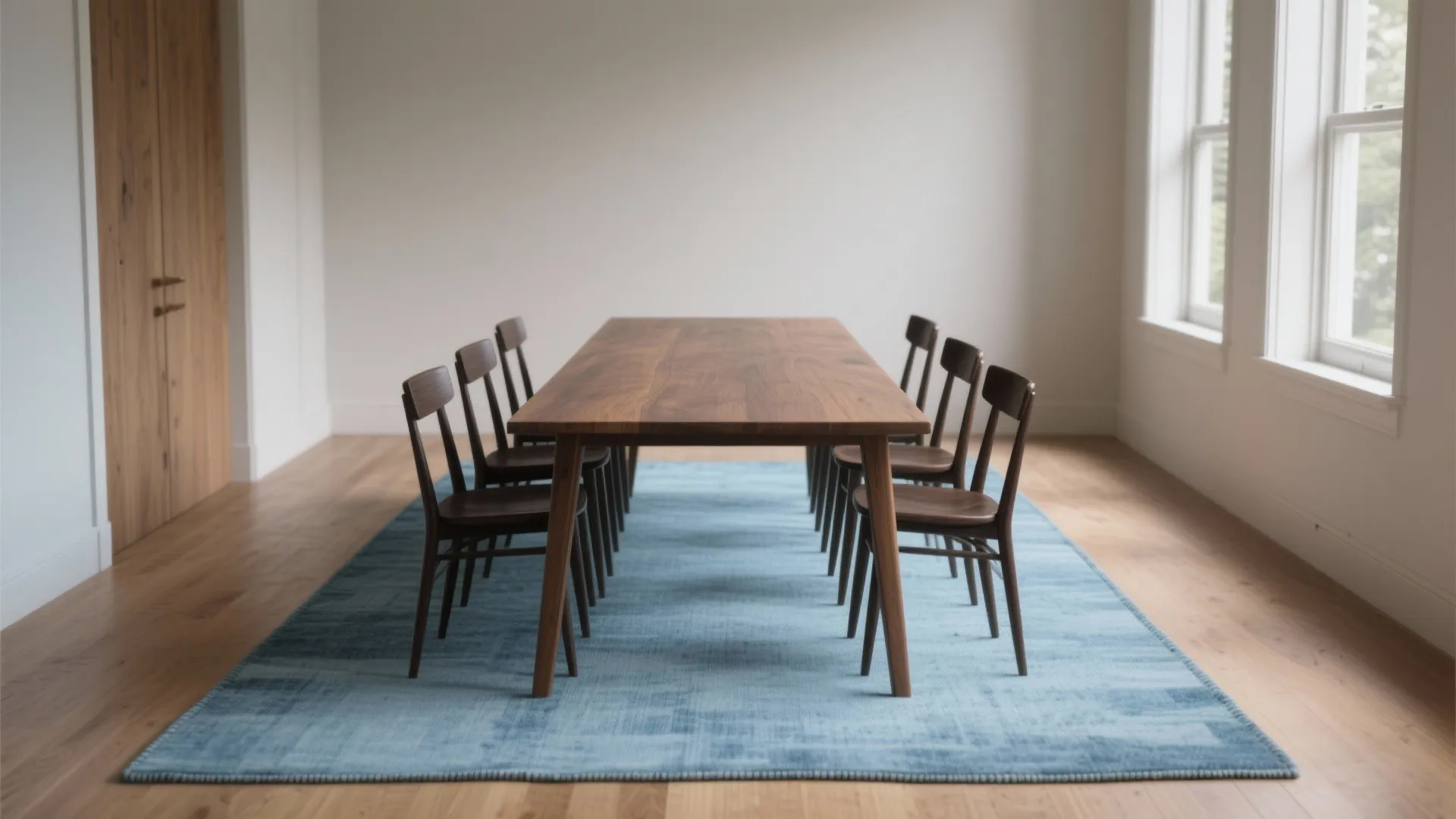 1. Center it under a narrow dining table