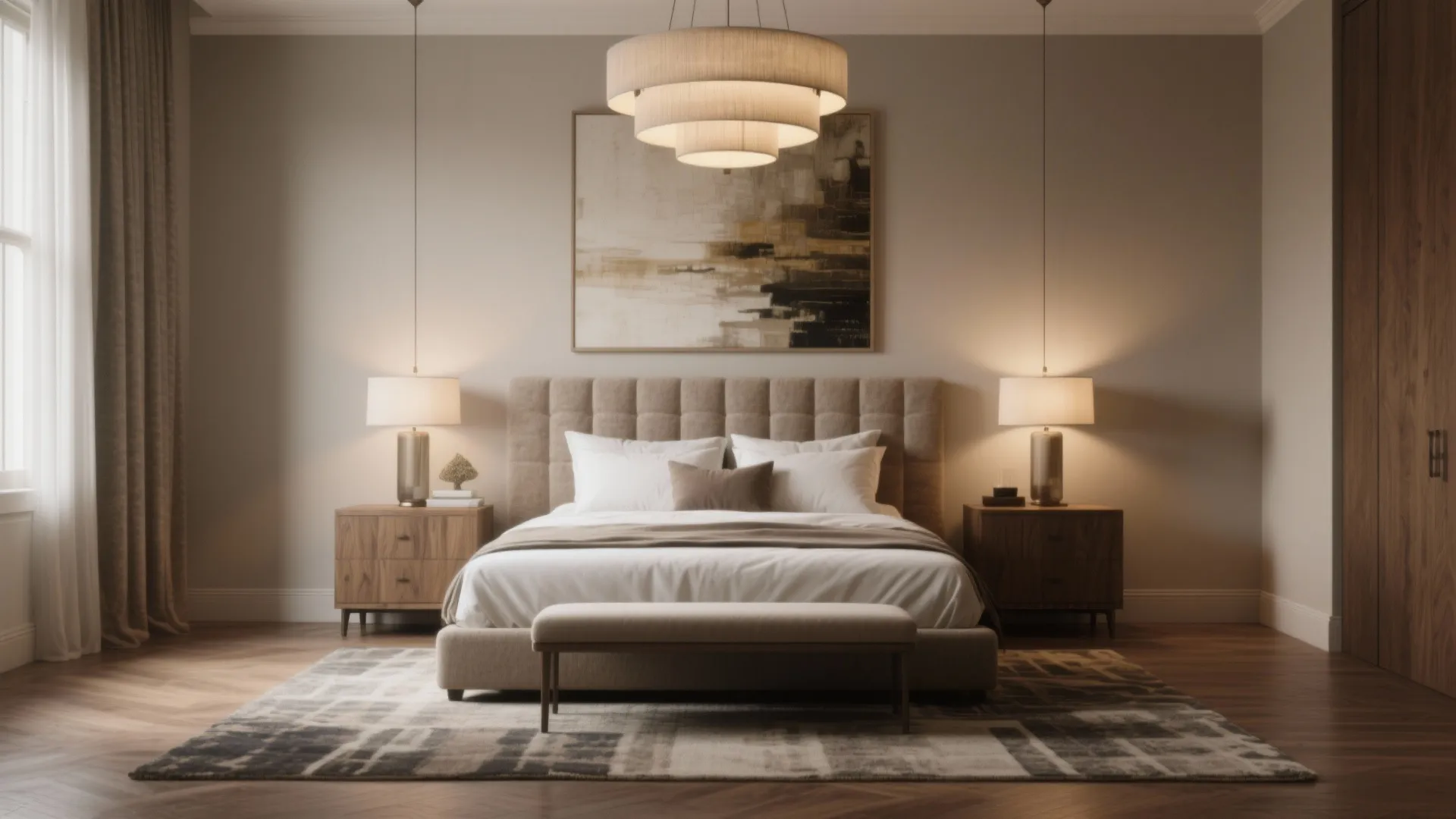 2. Centered Bed with Framing Elements