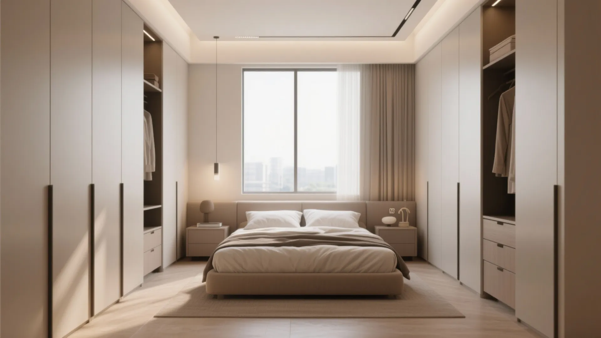 1. Centered Bed with Flanking Storage