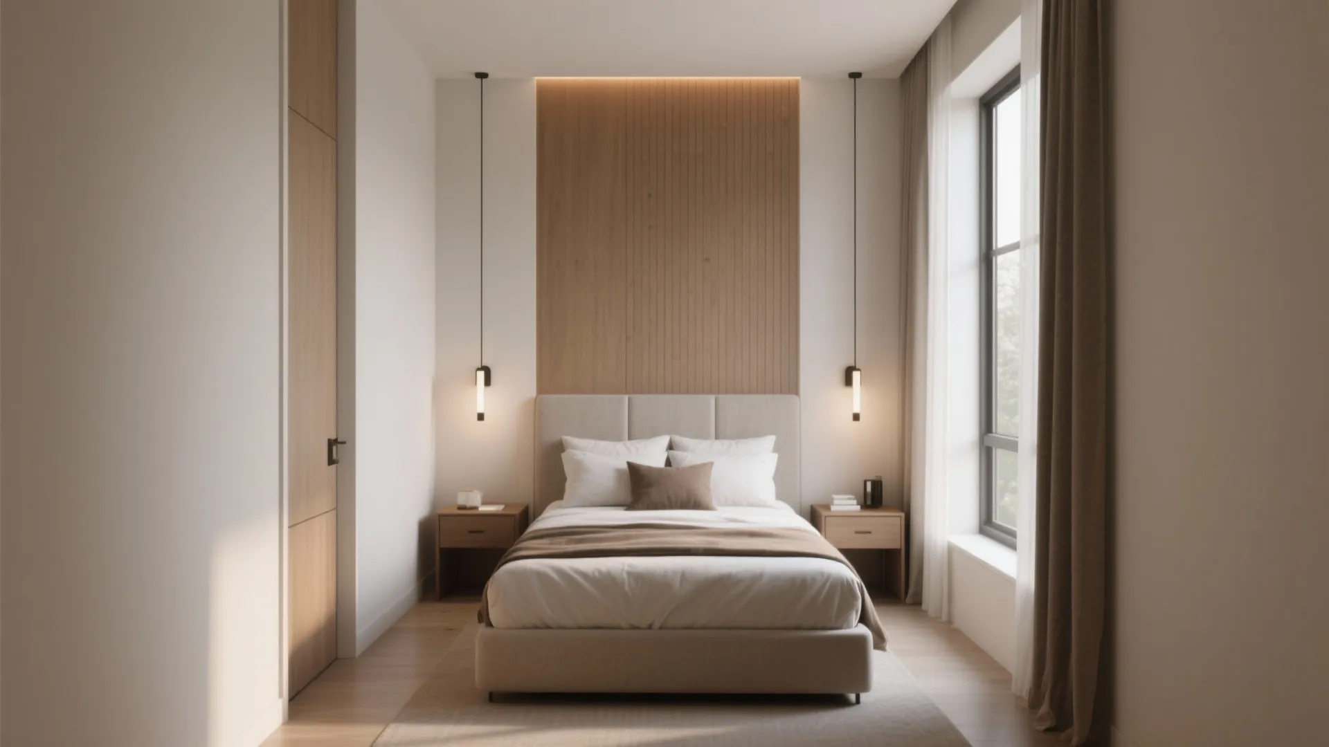 1. Centered Bed with Symmetric Nightstands