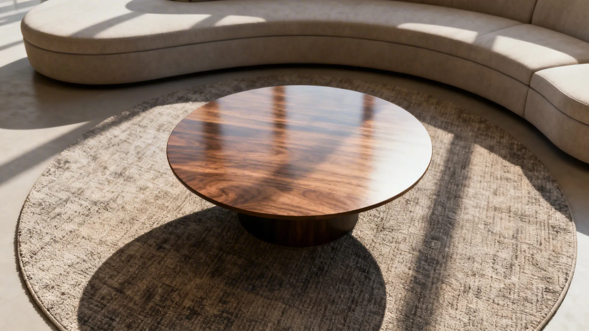 2. Center it under a circular coffee table