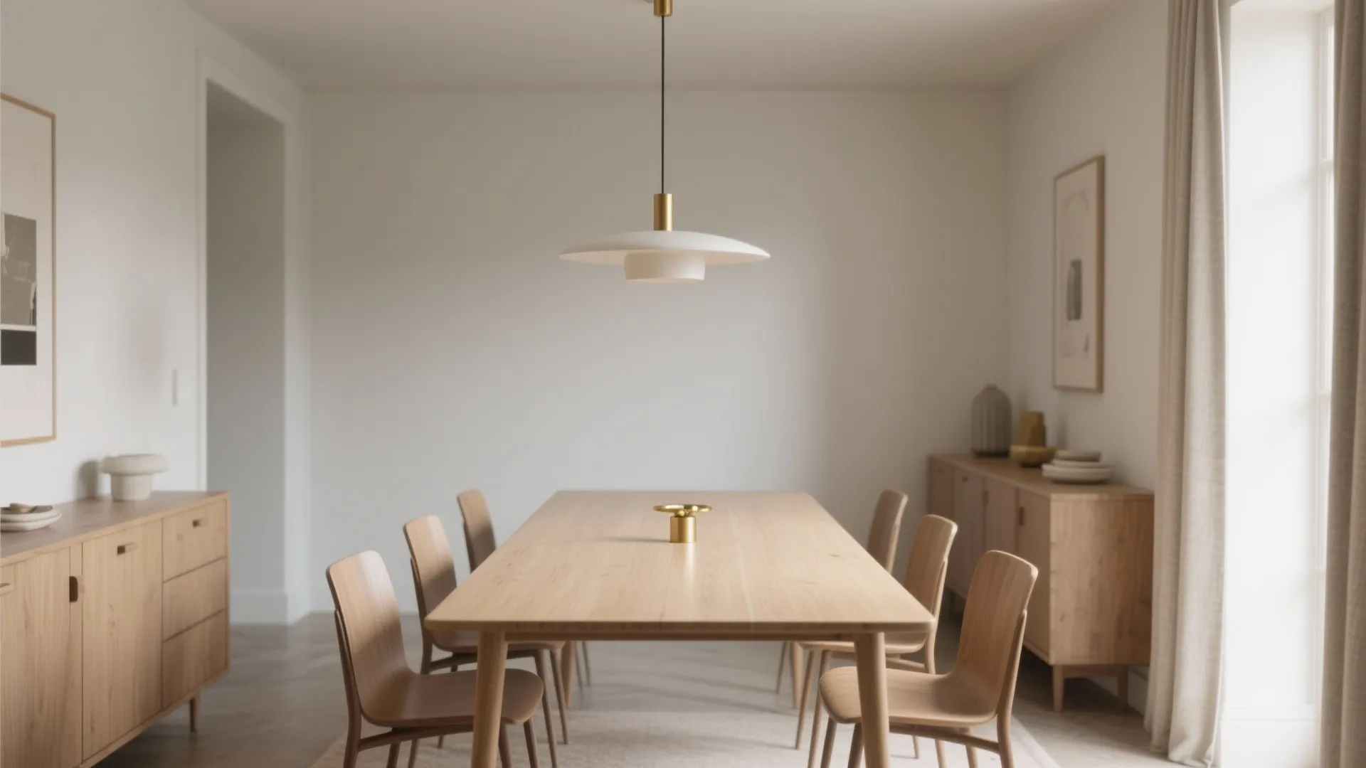 1. Centered Rectangular Table with Slim Buffets