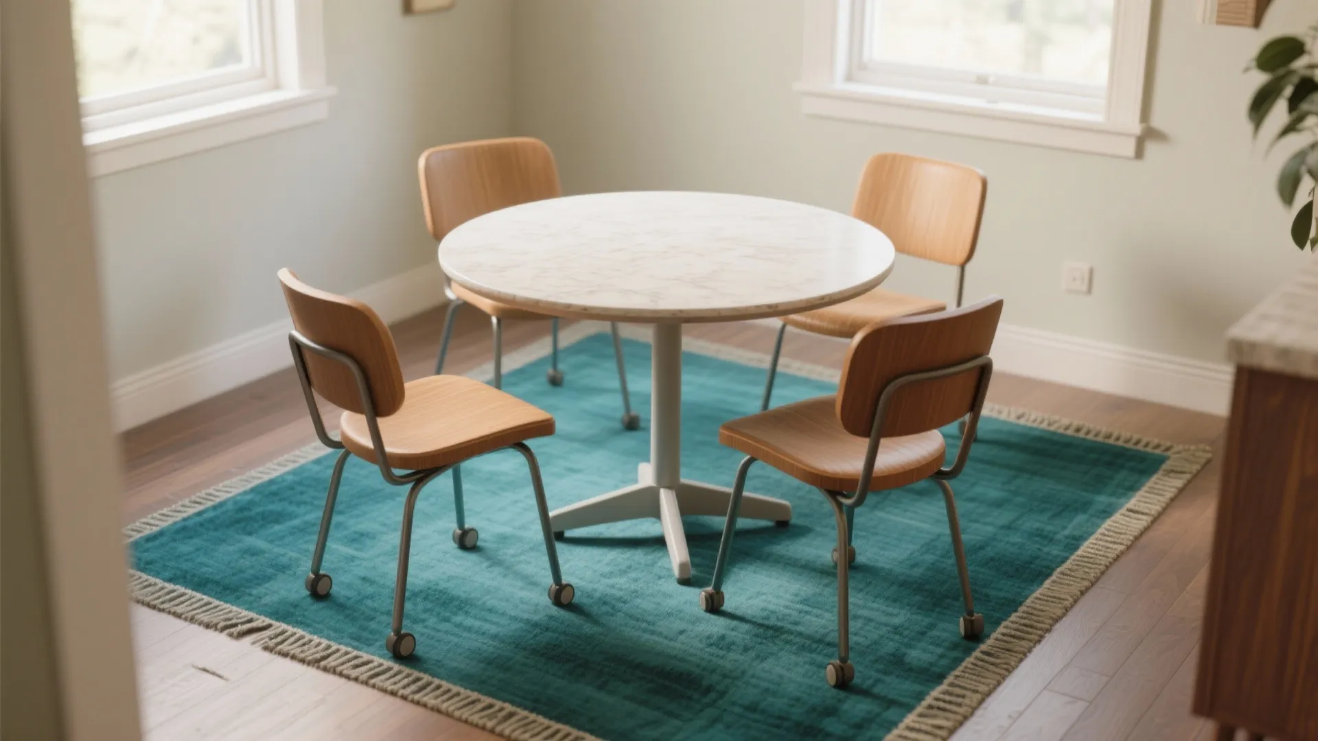 1. Center it under a round table to define the zone