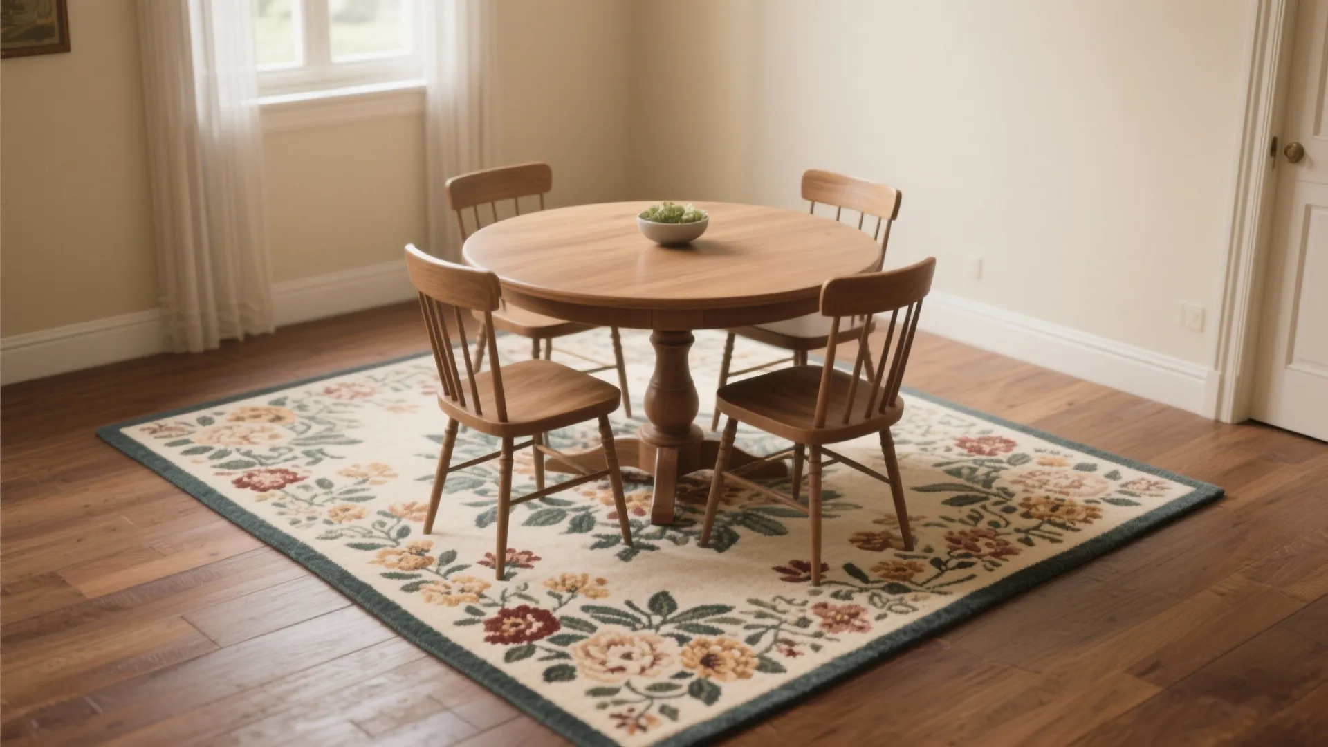 1. Center it under a round or small rectangular table