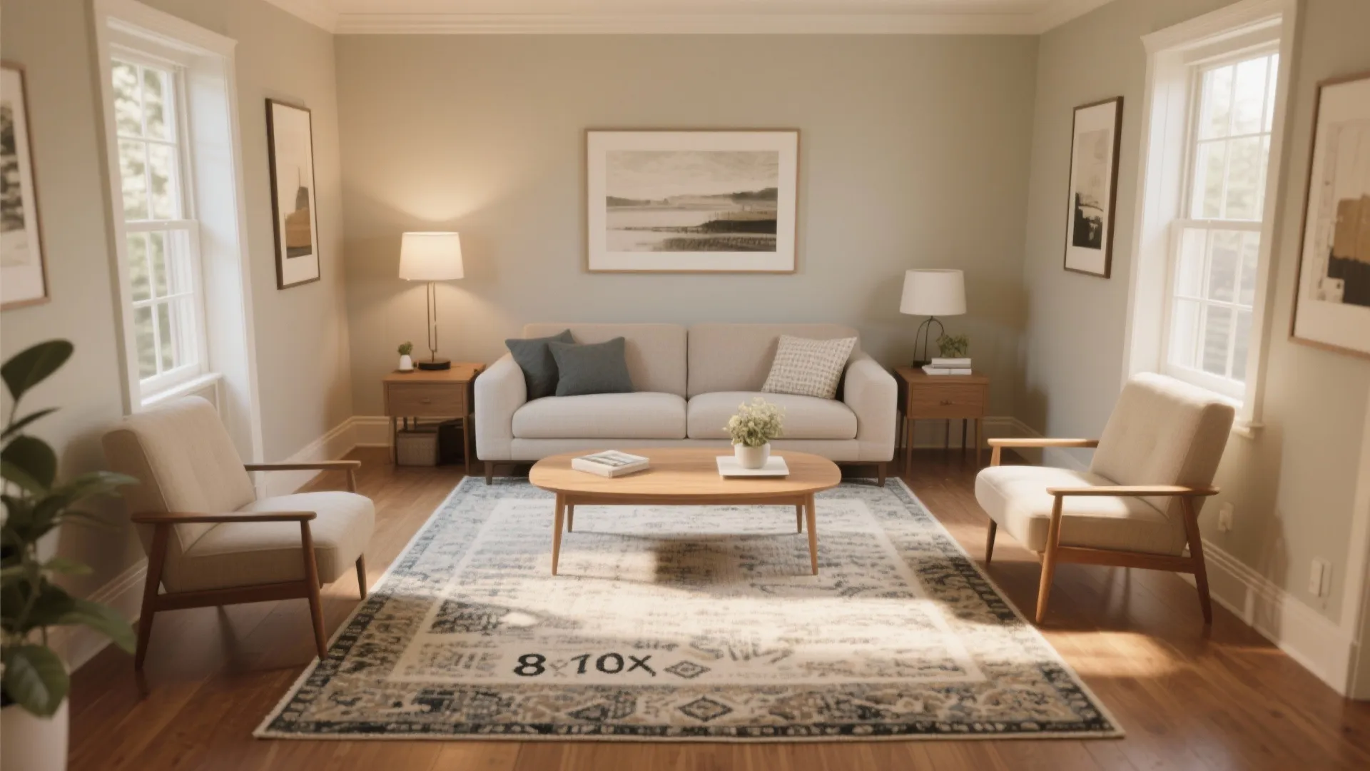 9. Centered Under Coffee Table