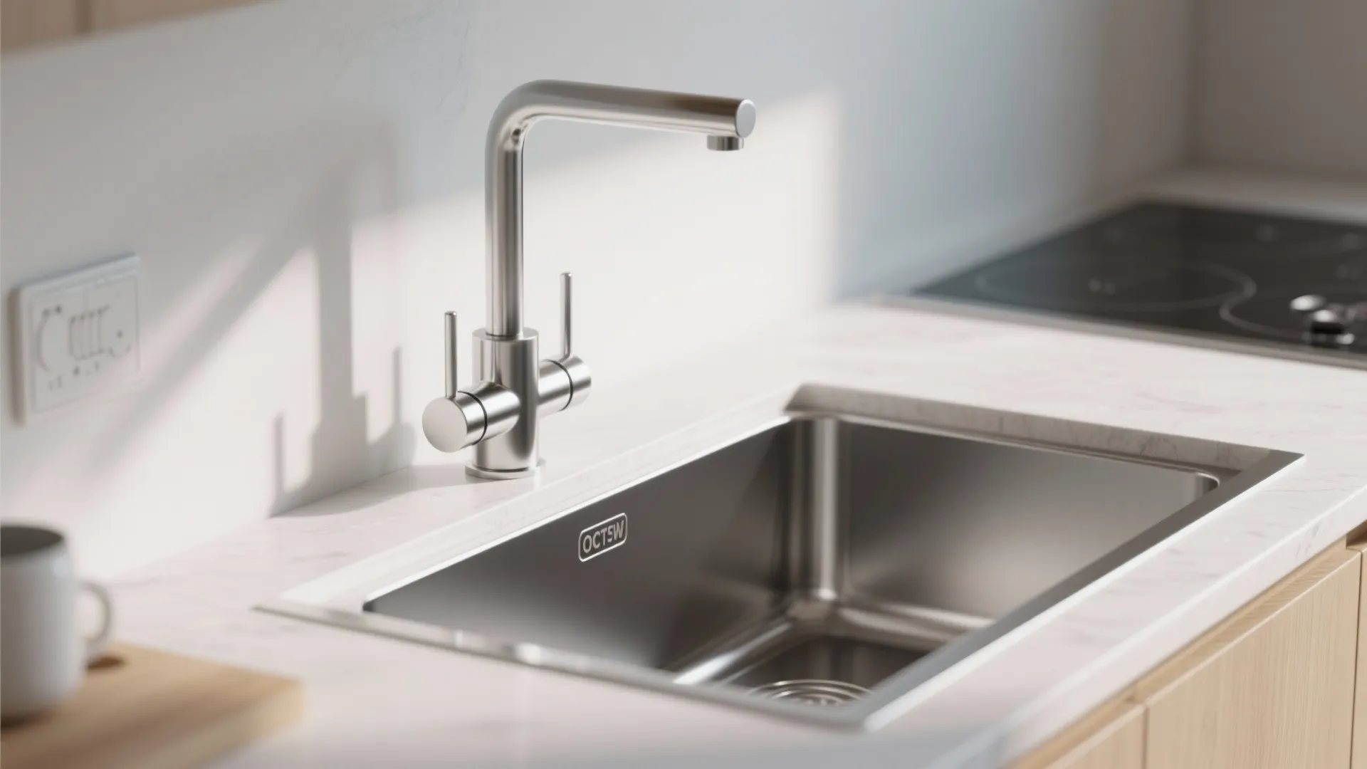 1. Center it on a Shallow Sink to Save Counter Space