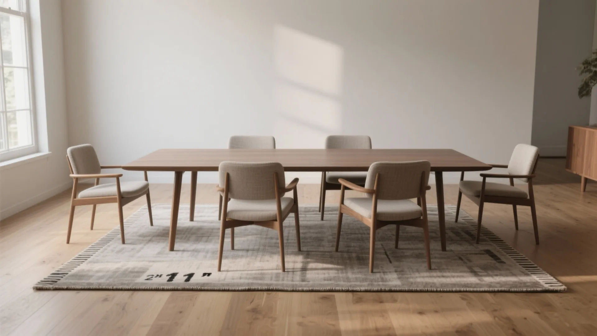 1. Centered under a rectangular table — the classic play