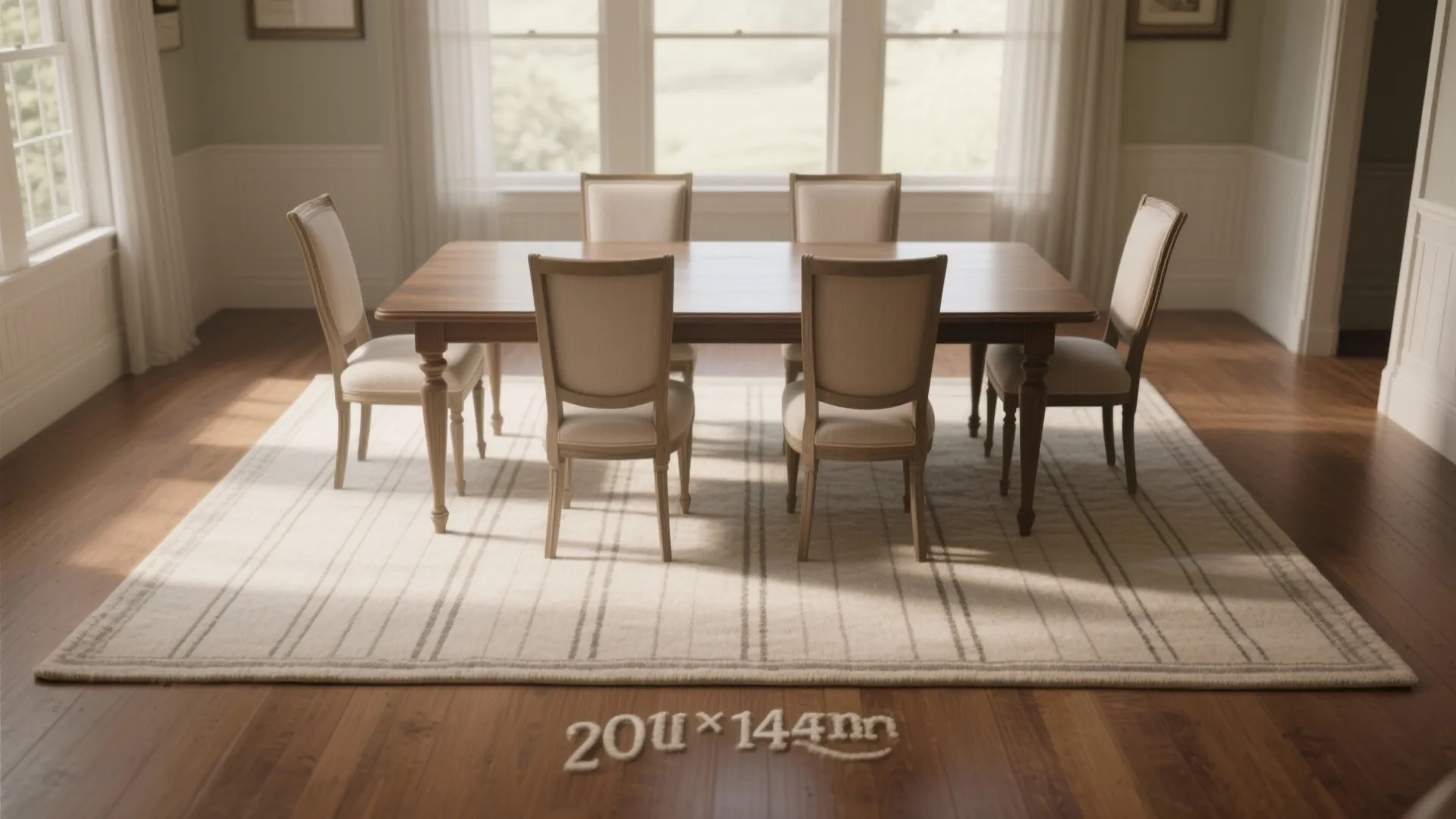 1. Classic centered under the table