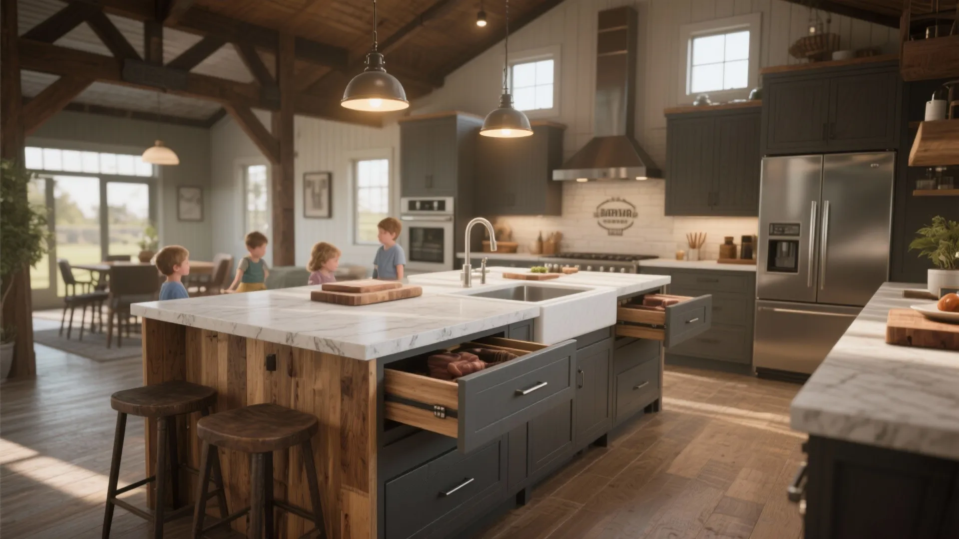 Central Island Kitchen as Anchor