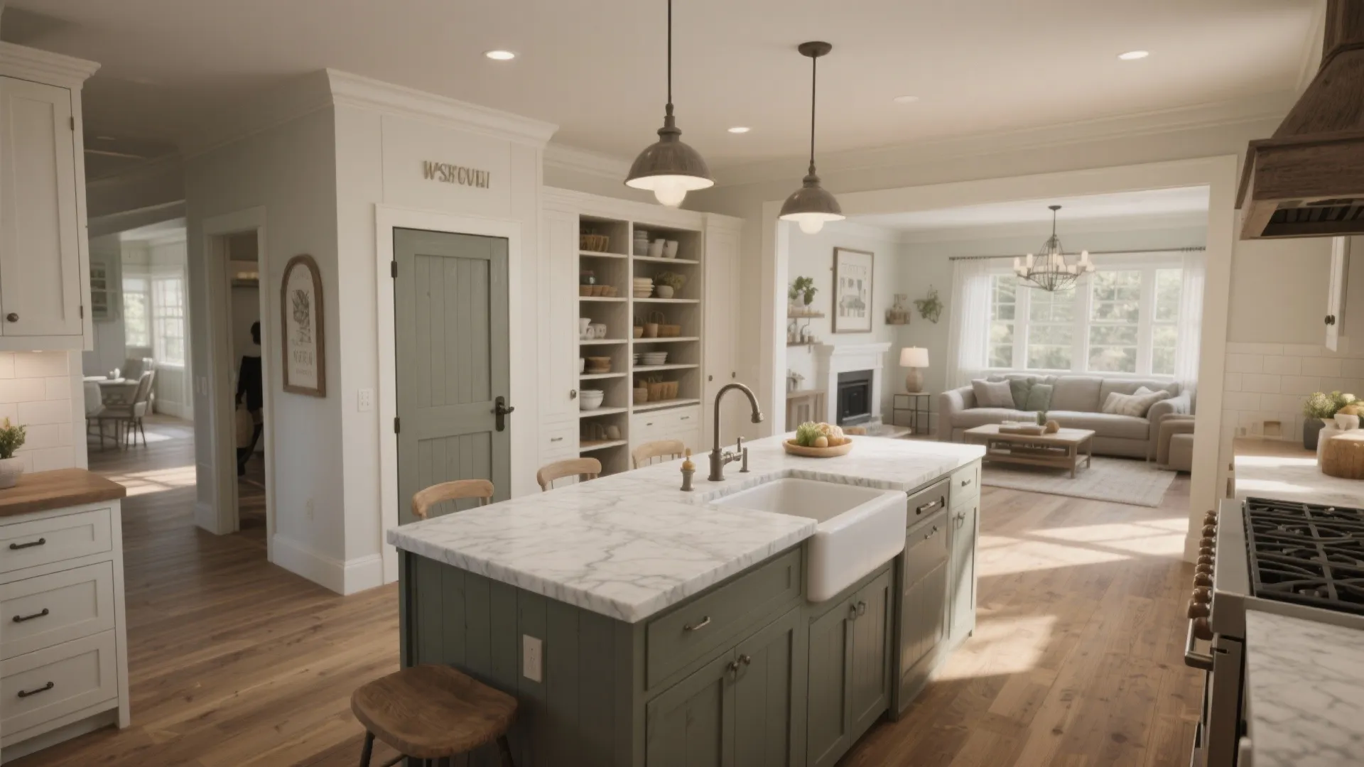1. Centralized Open Kitchen with Walk-in Pantry