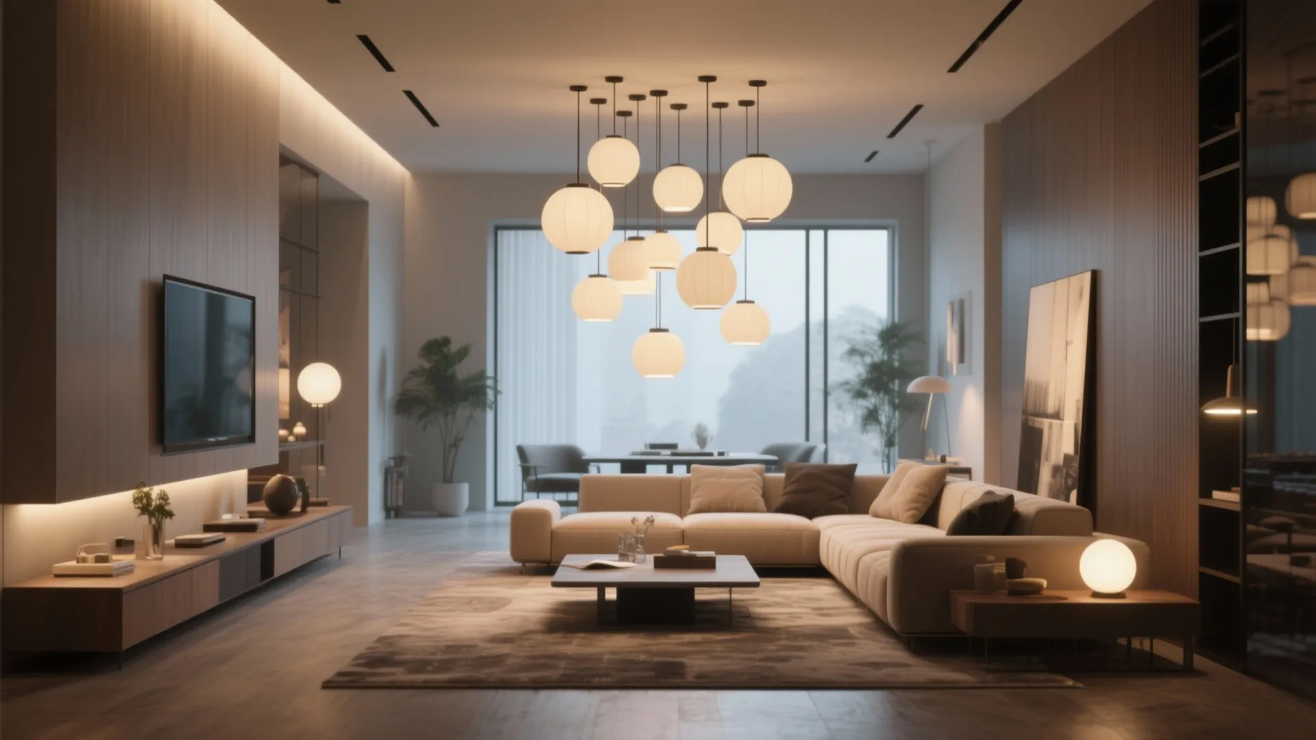 3. Statement Lighting Over the Center