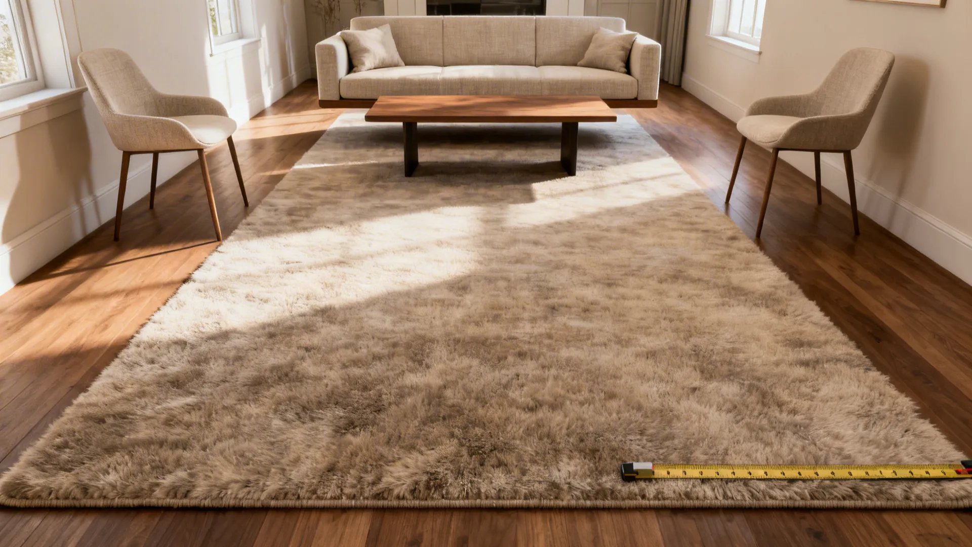 1. Anchor with a Central Rug and Floating Furniture