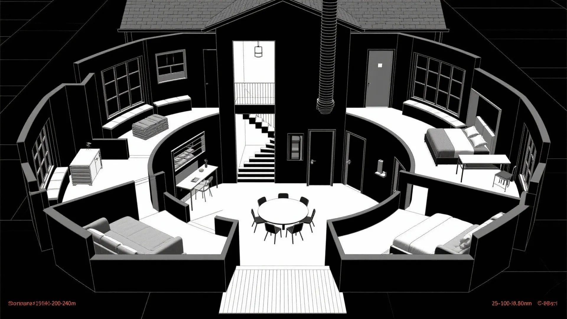 Central Stair Light-Well + Perimeter Rooms