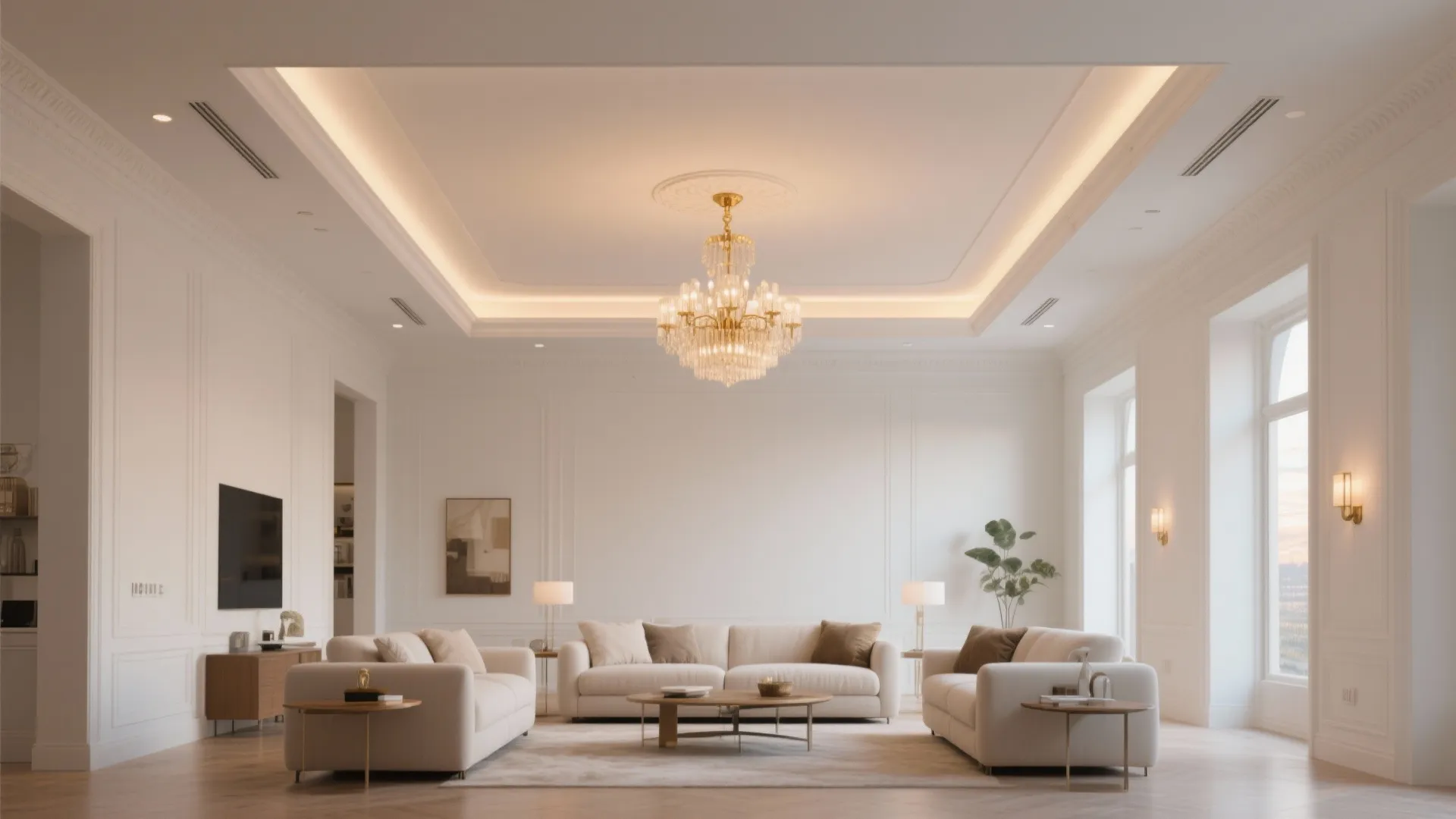 3) Central Tray With Hidden LED Rims