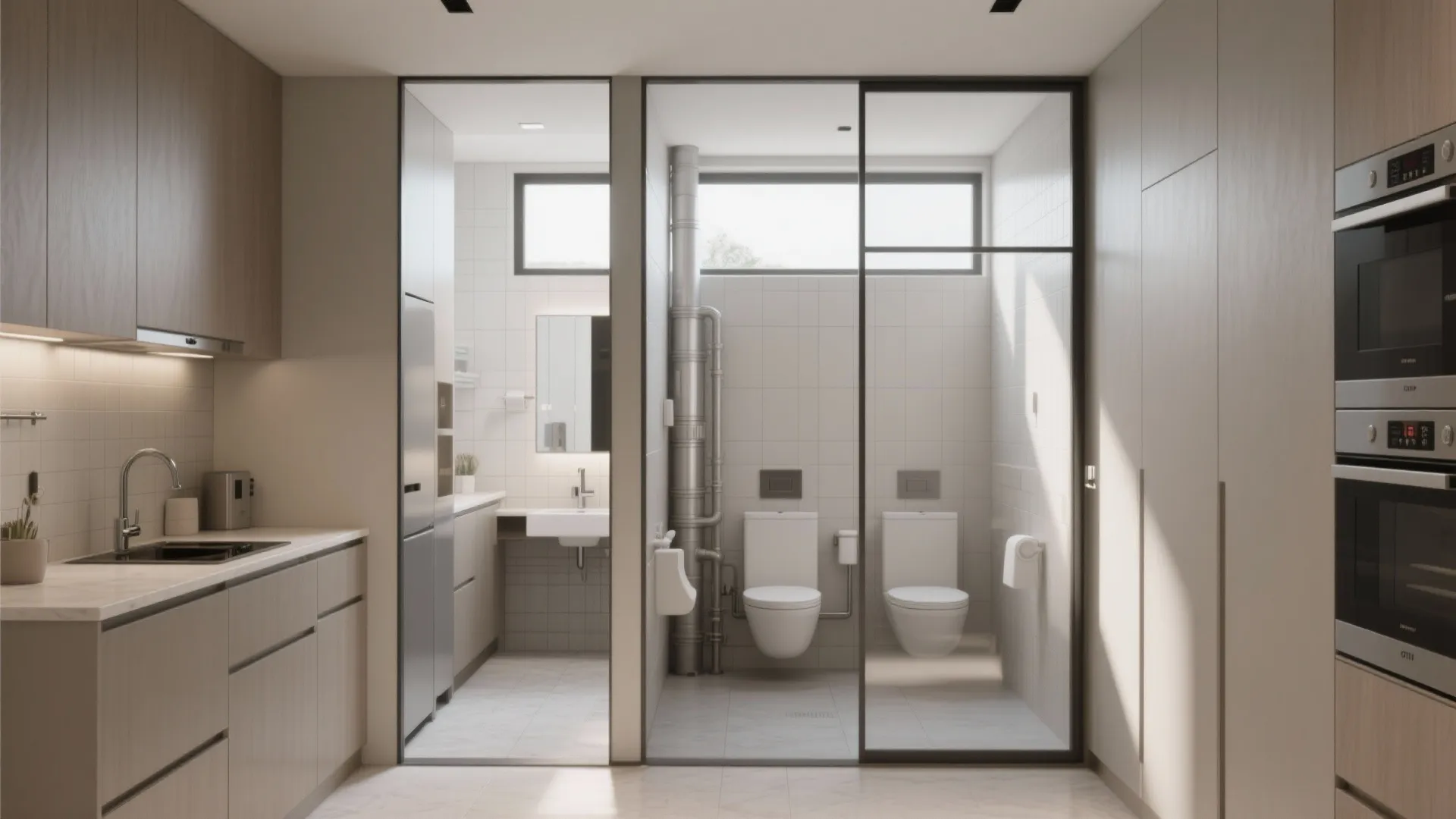 3. Centralized Wet Areas with Efficient Plumbing