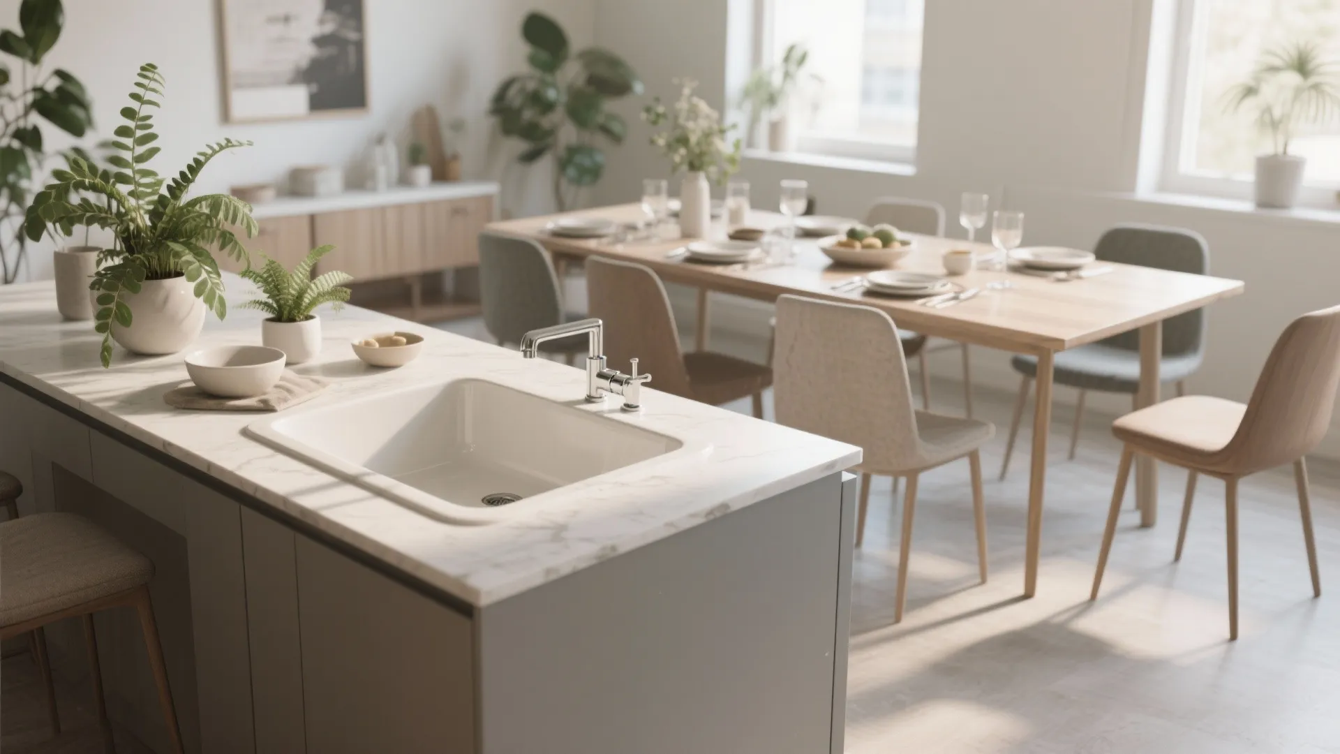 Ceramic Basin with Integrated Countertop