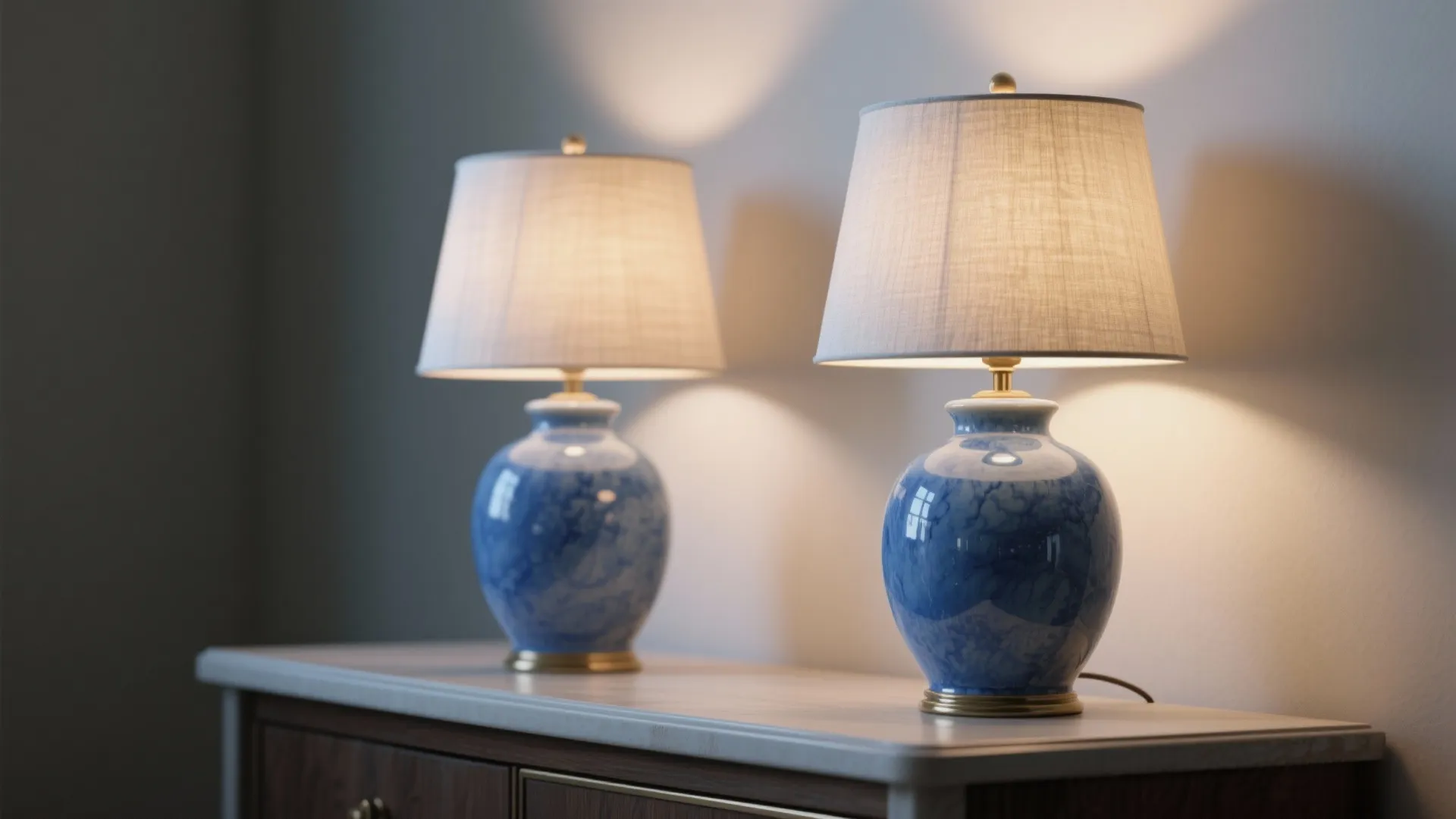 5. Matching Ceramic Table Lamps with Dimmer