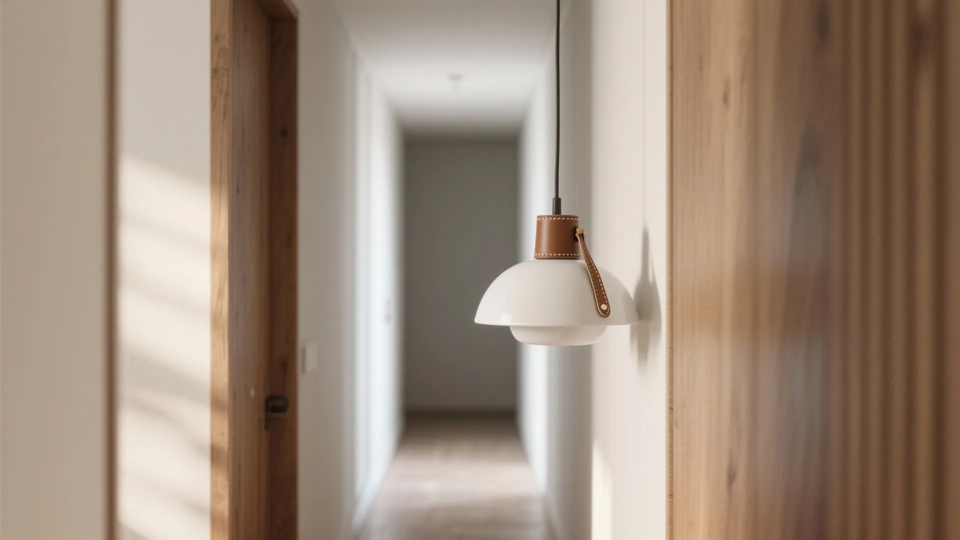 2. Minimal Ceramic Shade with Leather Pull