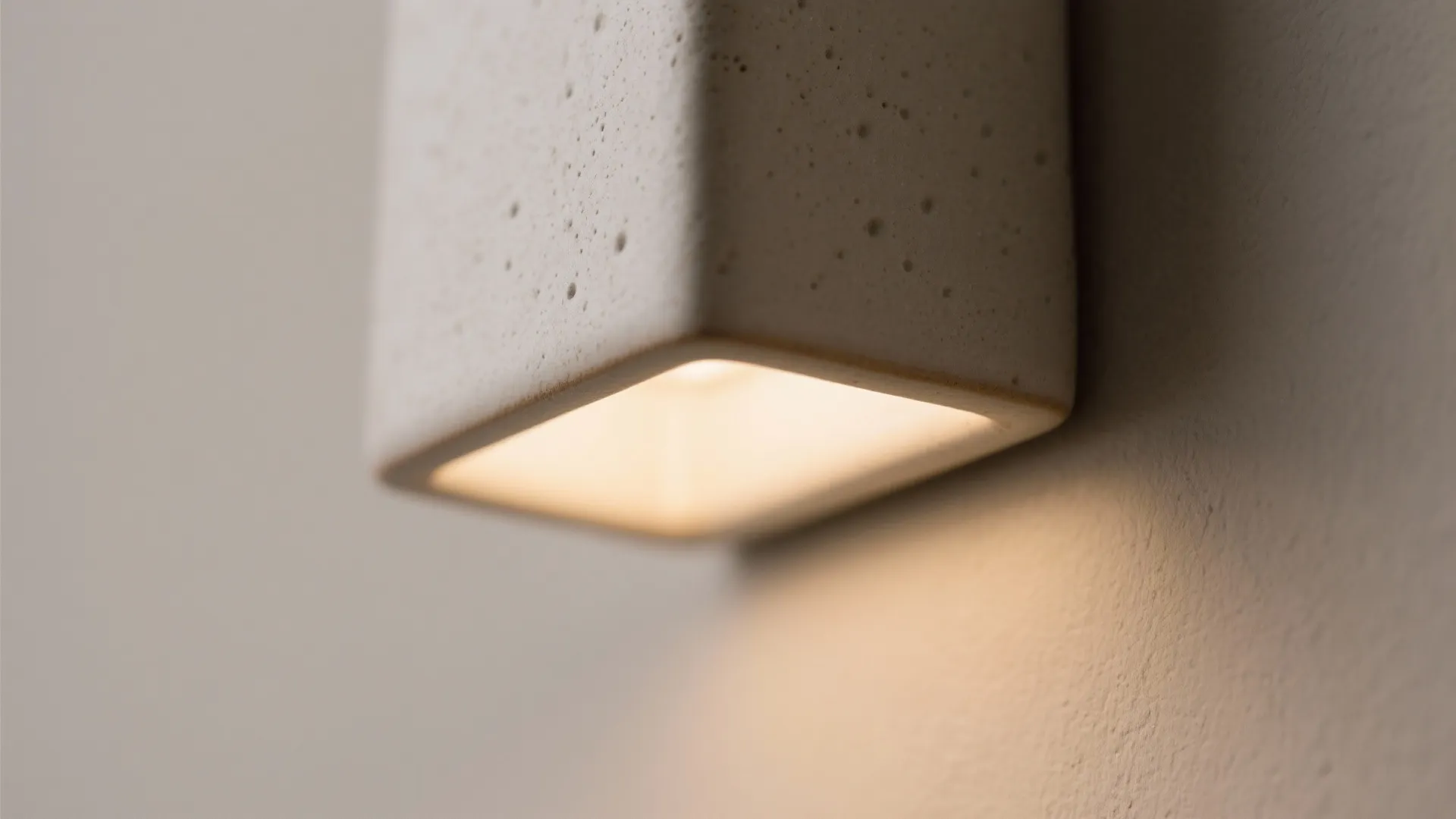 Close-up of a matte ceramic sconce with a refined glaze and soft up/down light edge.