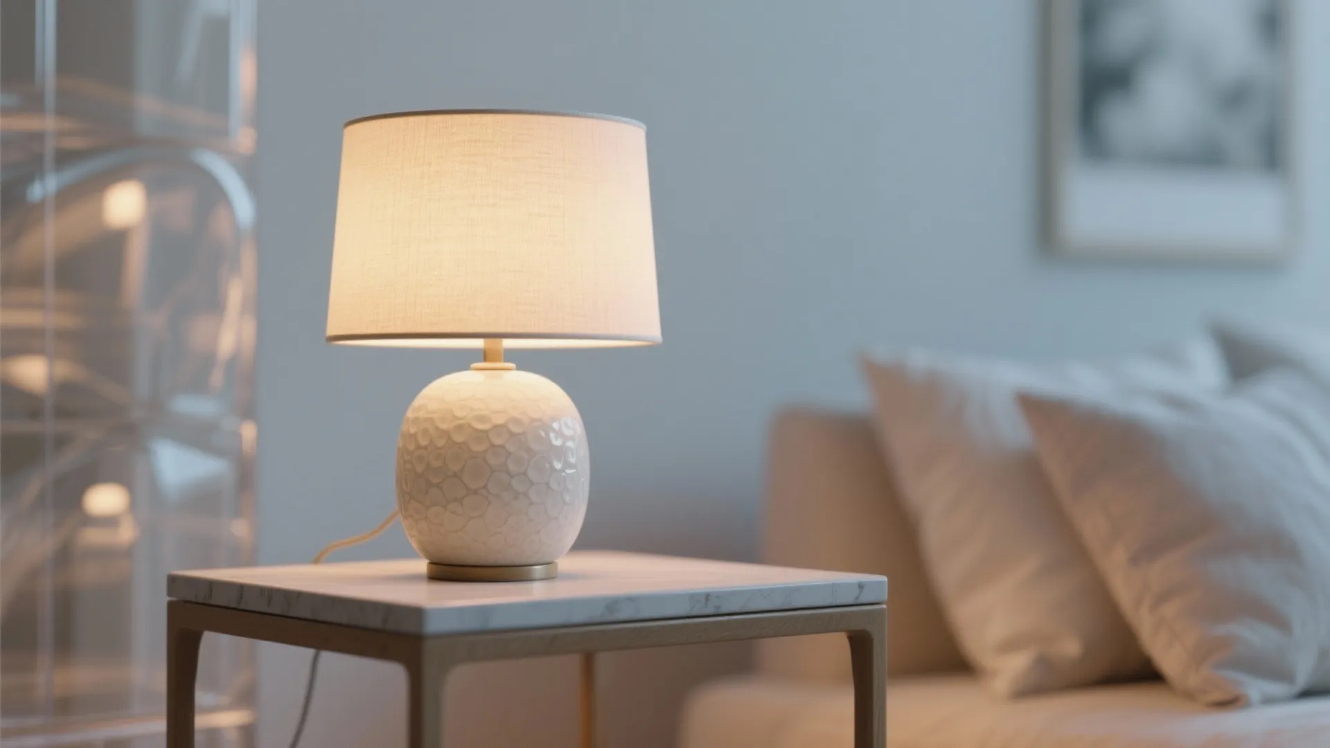 3. Ceramic Base Lamp with Slim Shade