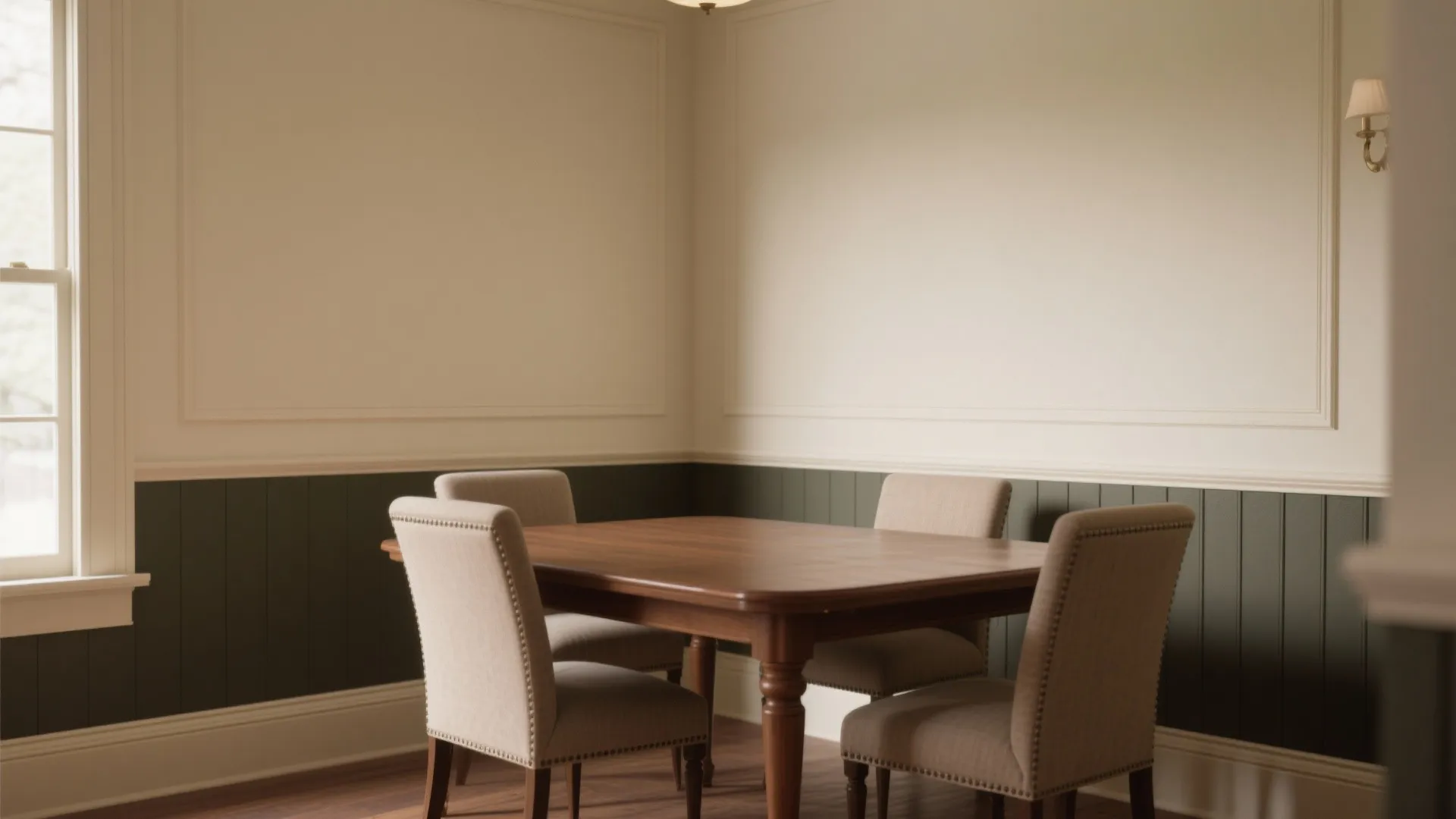 4. Chair rail and color blocking for traditional charm