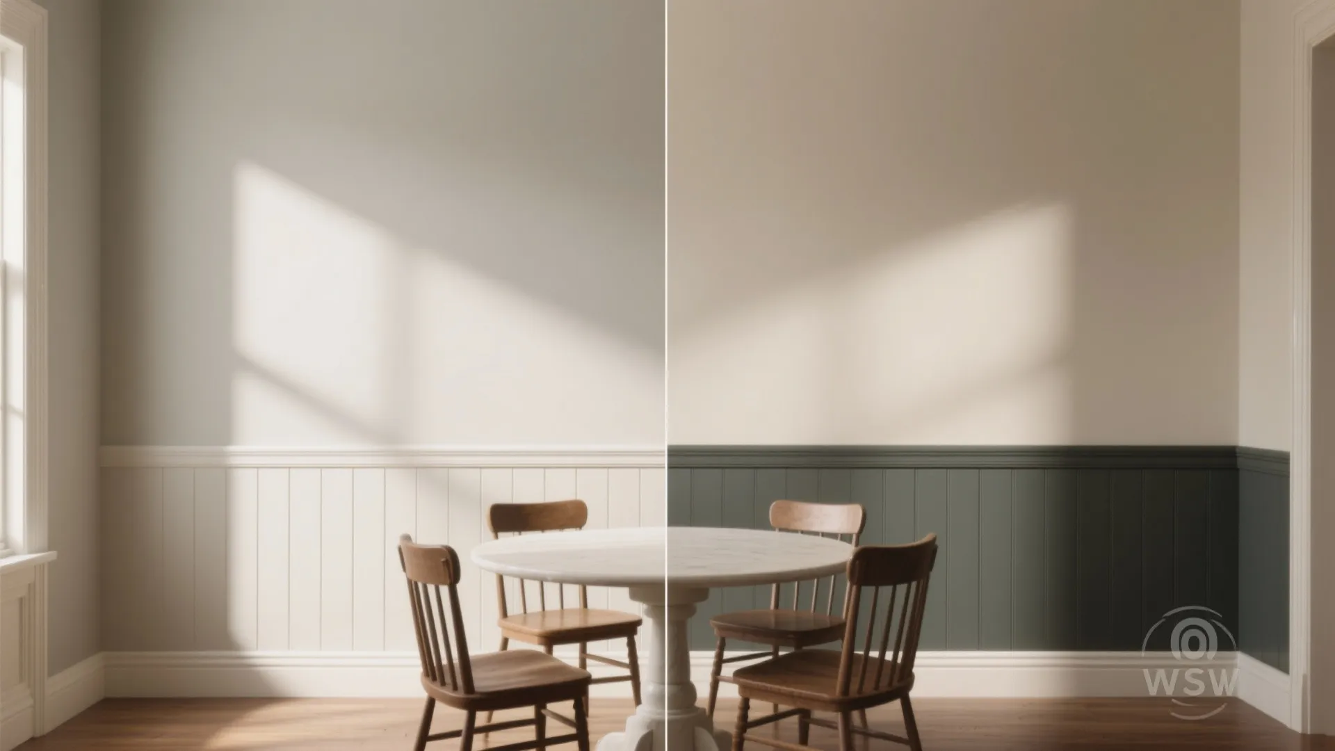 Chair rail with painted contrast