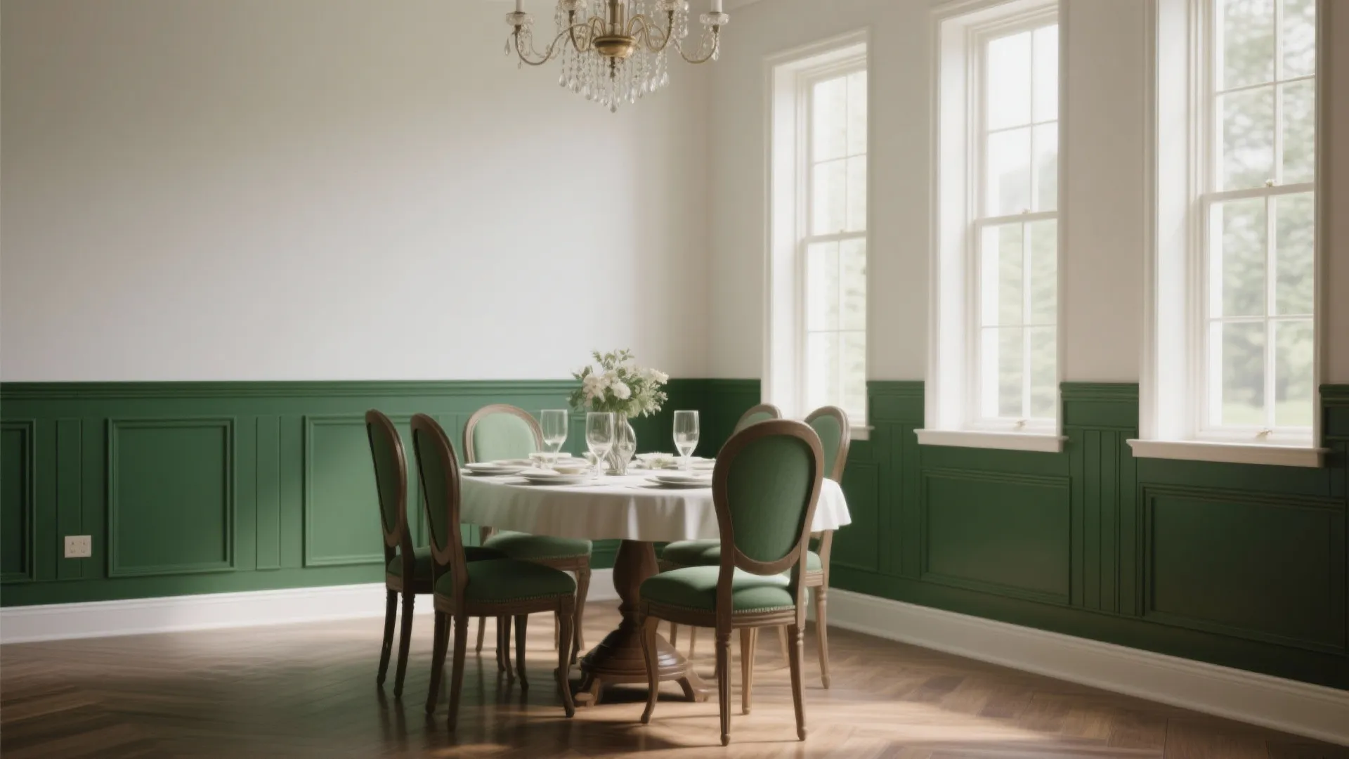 7. Chair Rail with Two-Tone Paint