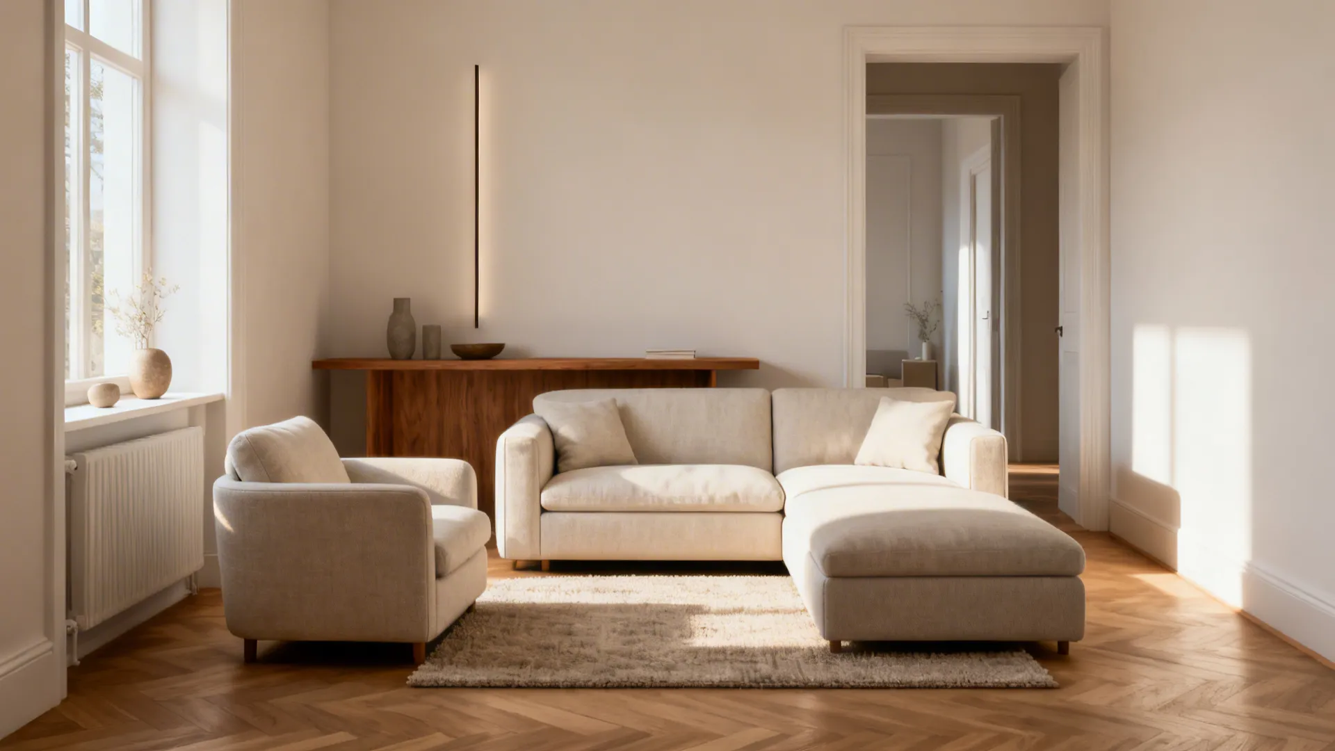 5. Petite chaise + armless sofa combo