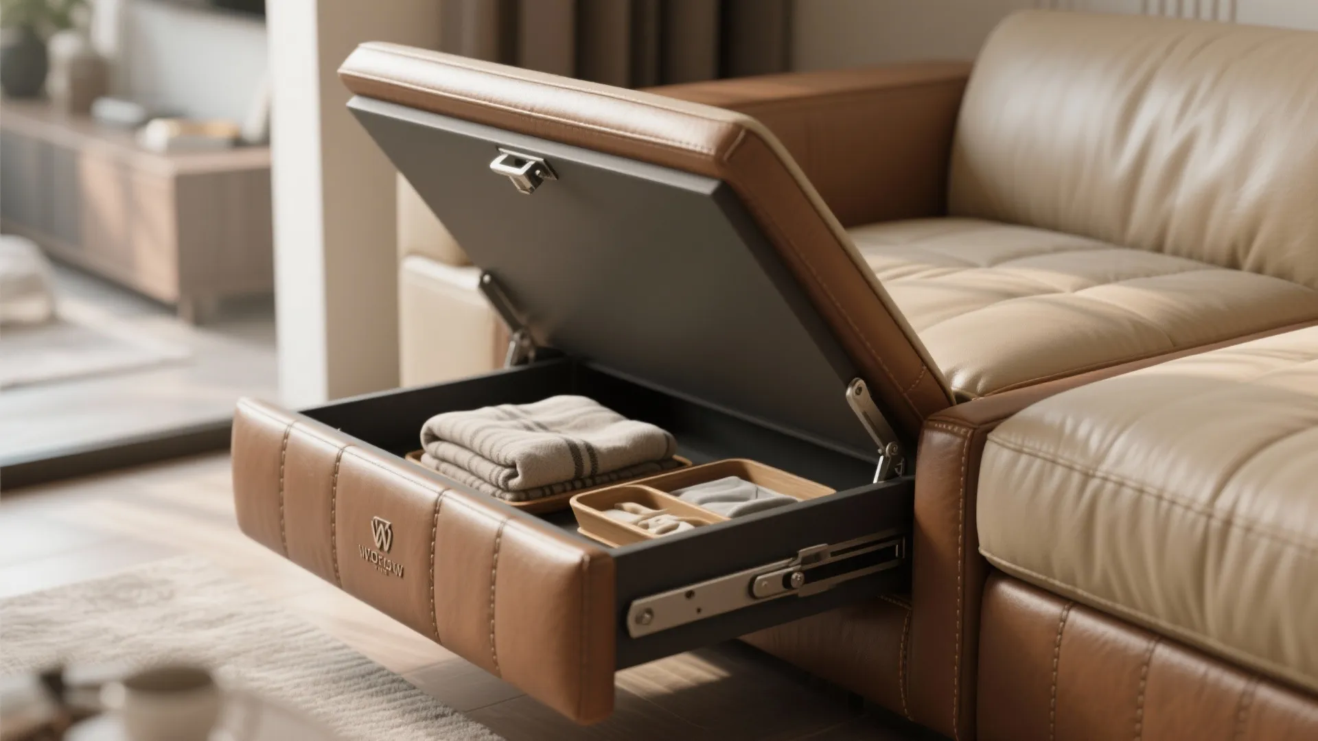 2. Choose a chaise that doubles as storage