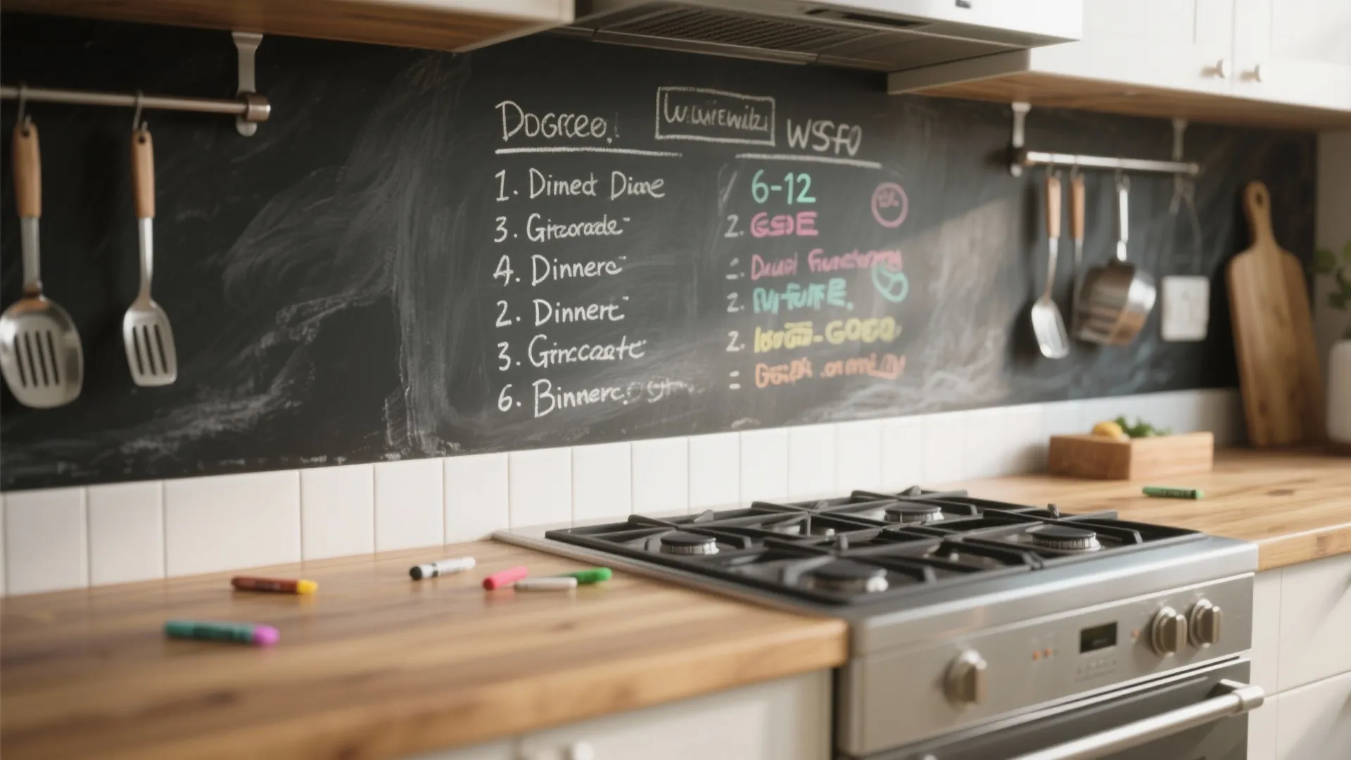 1. Chalkboard Backsplash for Menus and Notes