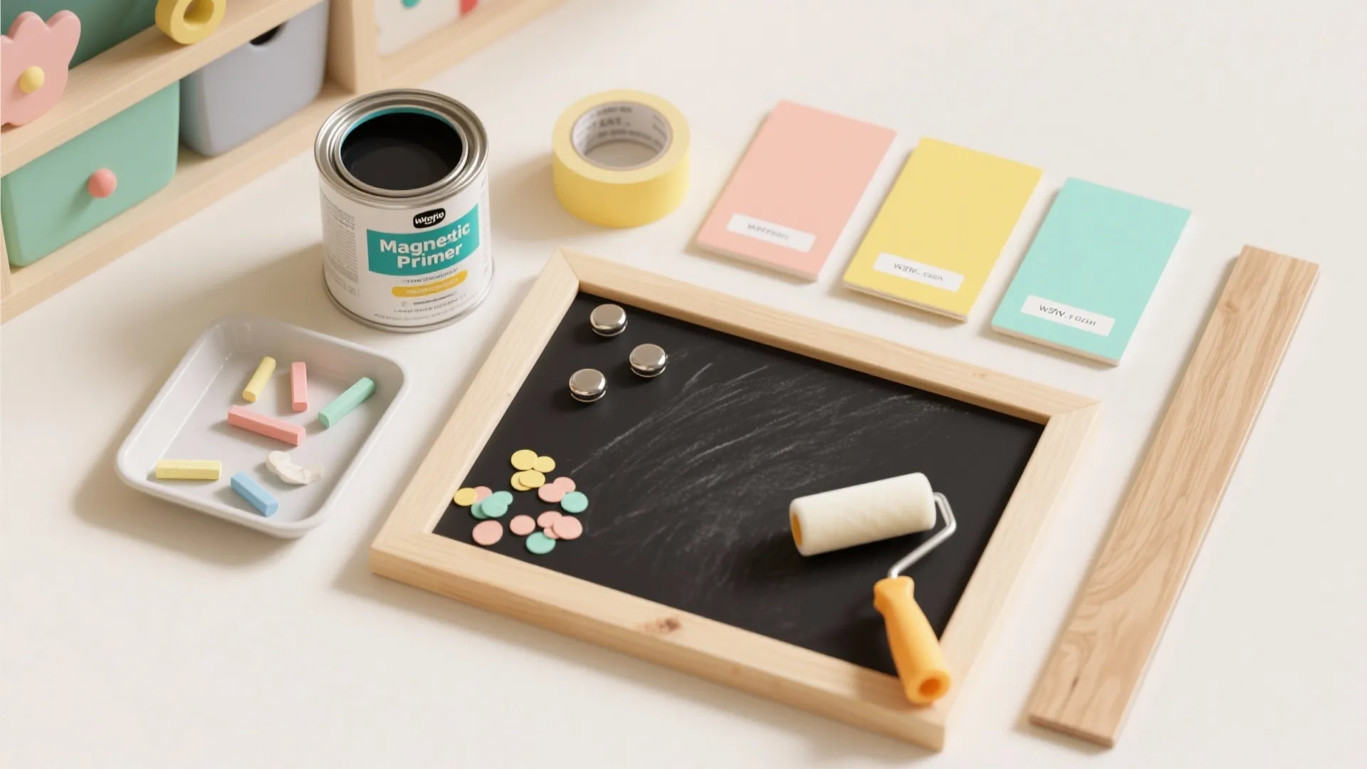 Chalkboard or Magnetic Paint Nook (Framed in Sunshine or Peach)