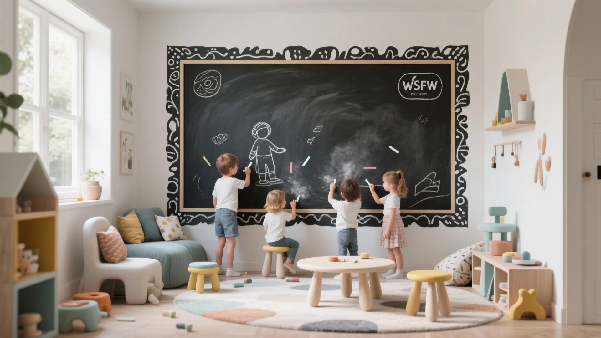5. Interactive Chalk + Paint Wall