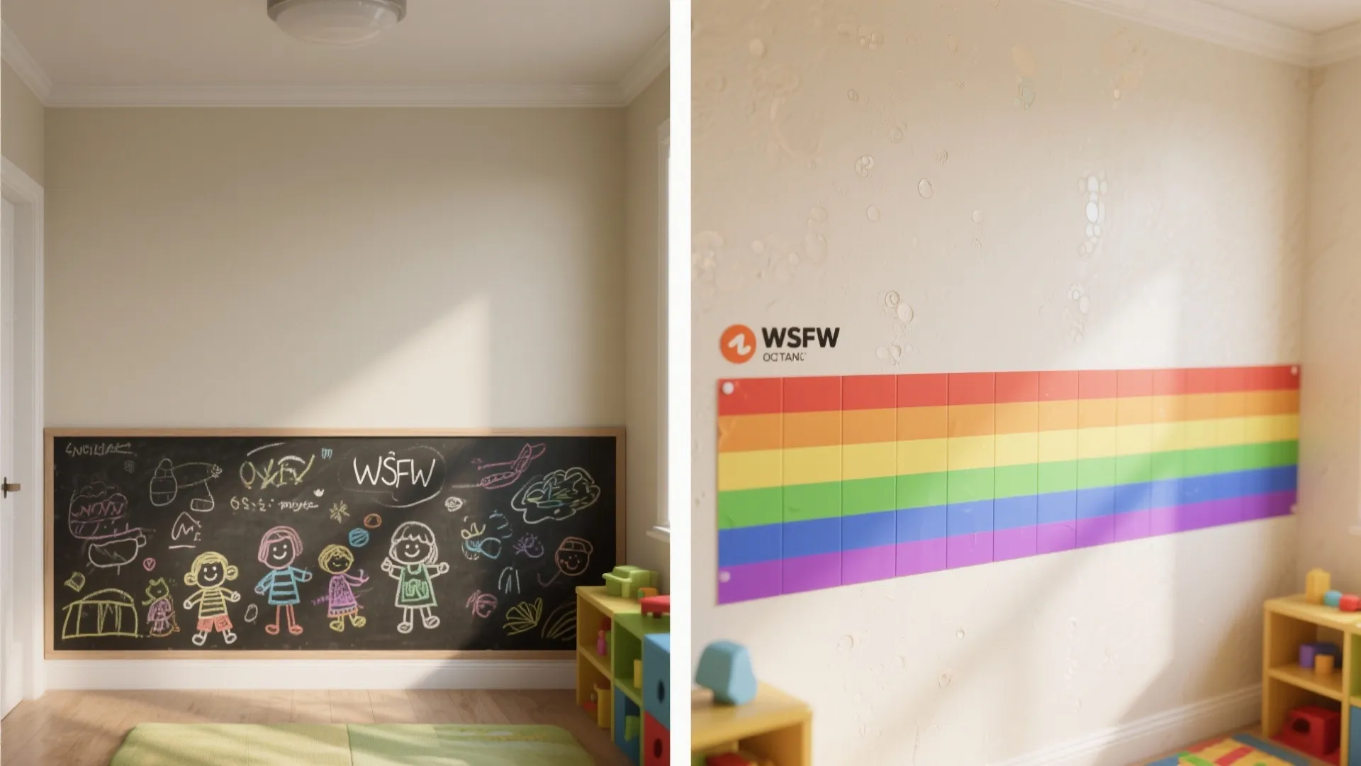 5. Chalkboard stripe + removable rainbow