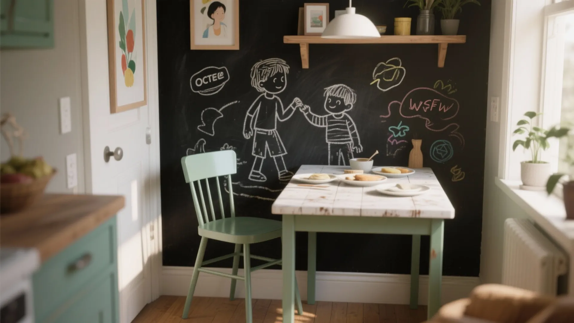 3. Chalkboard or washable paint for playful practicality
