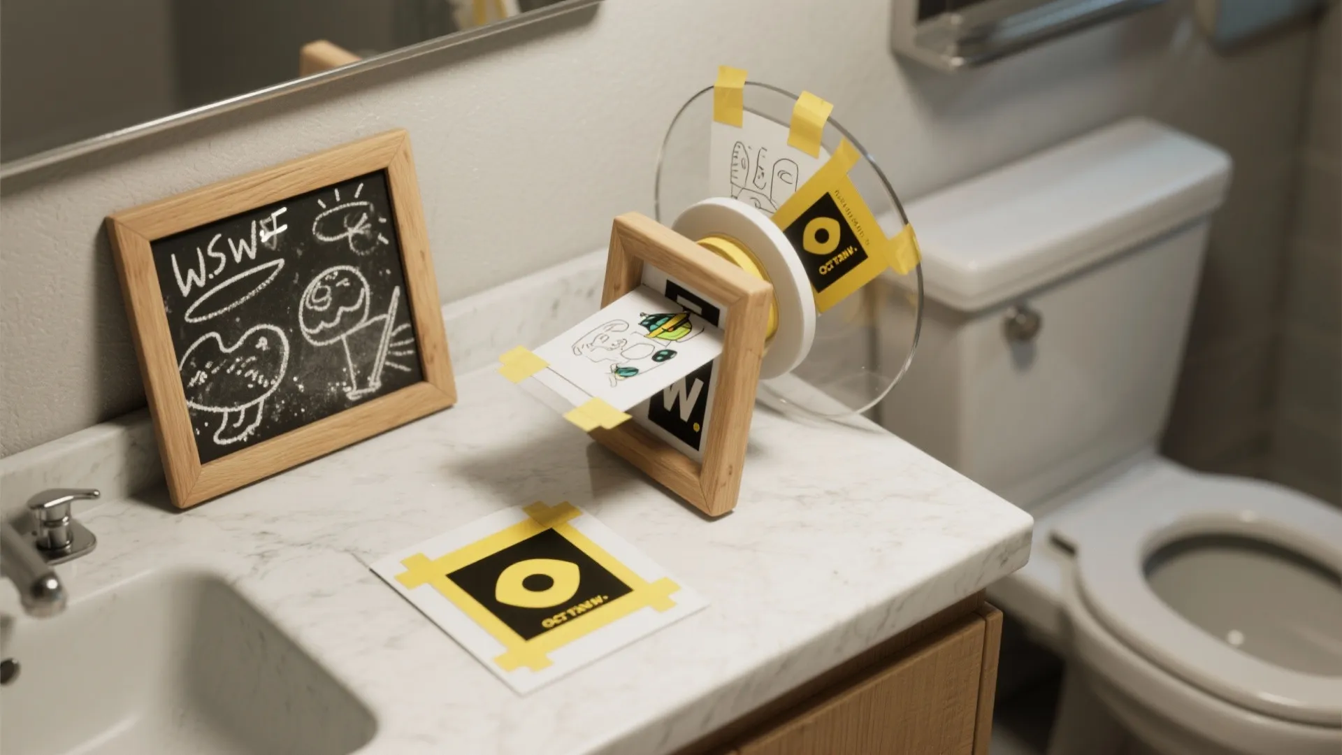 5. Interactive Chalkboard or Rotating Frame