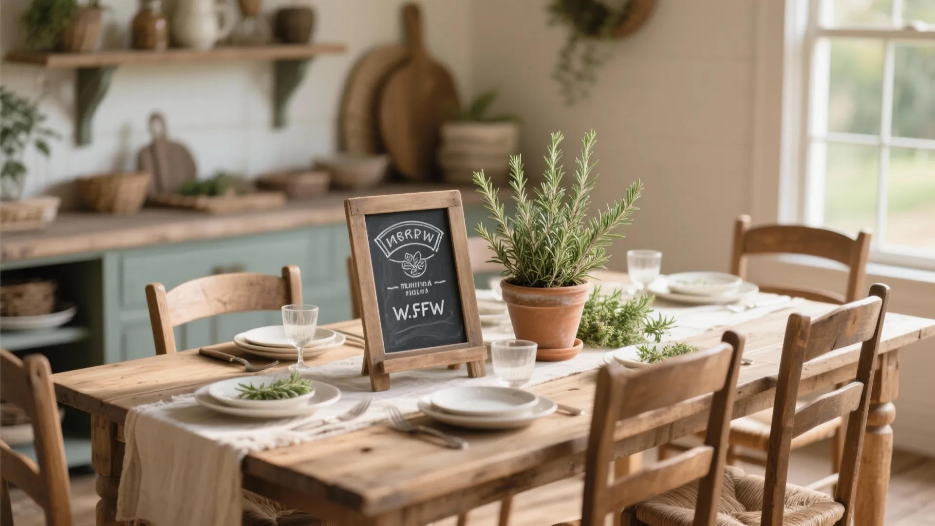 10. Chalkboard Sign & Fresh Herbs