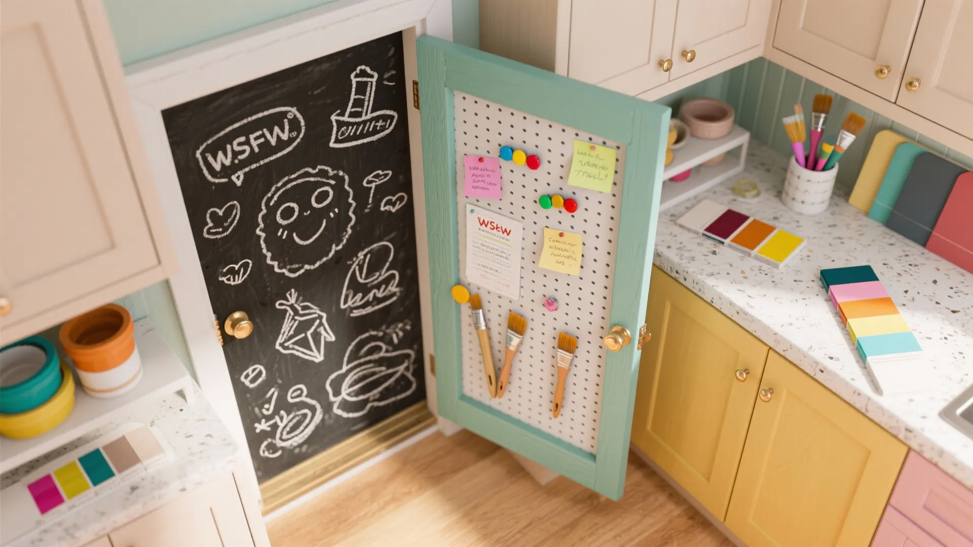 5. Functional Finishes: Chalkboard & Magnetic Paint