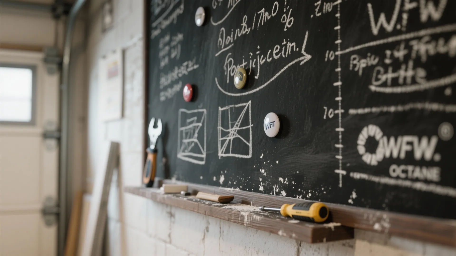 3. Chalkboard or Magnetic Paint for a Functional Workshop