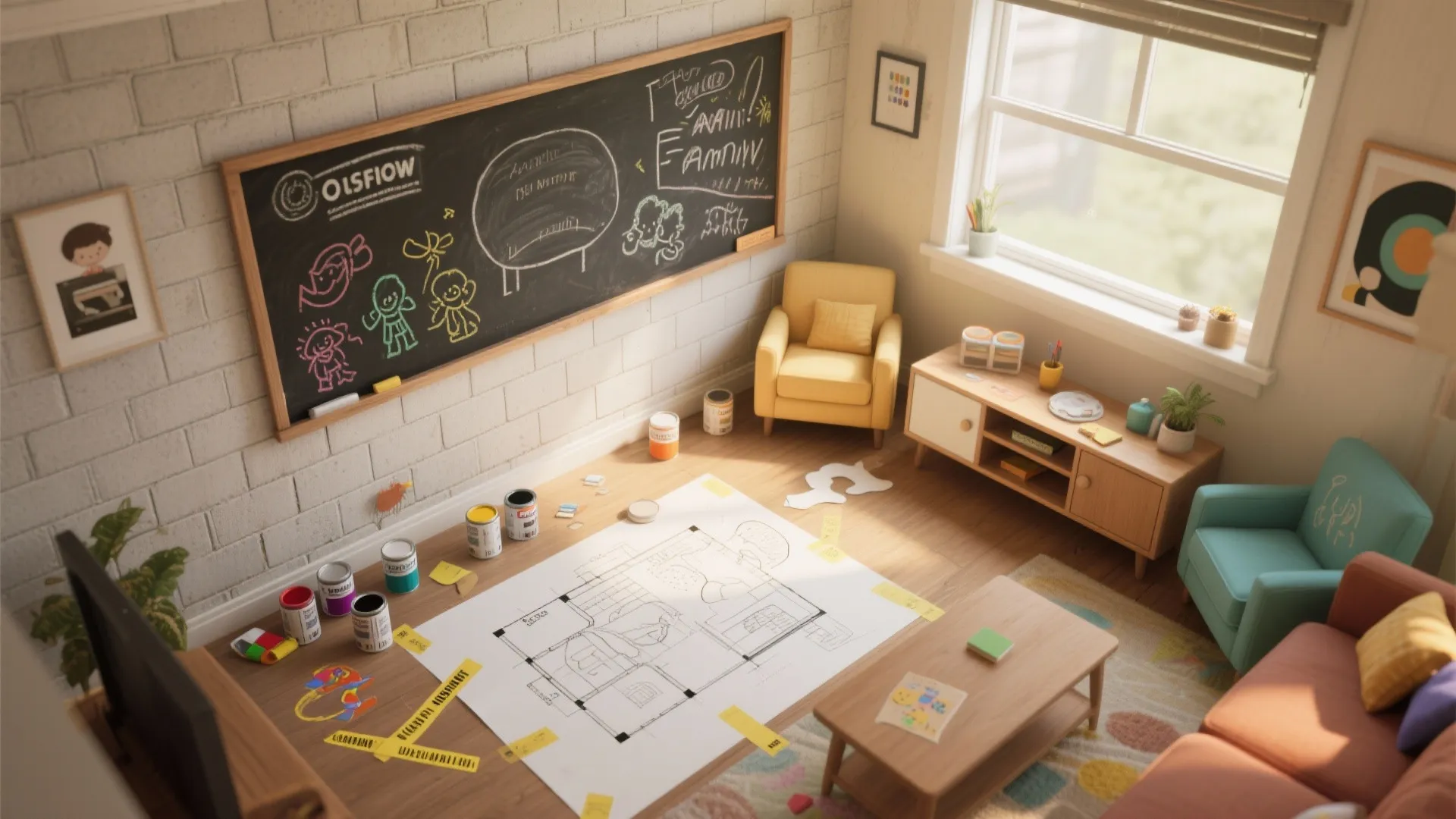 5. Chalkboard, magnetic paint, or color blocking for flexible walls